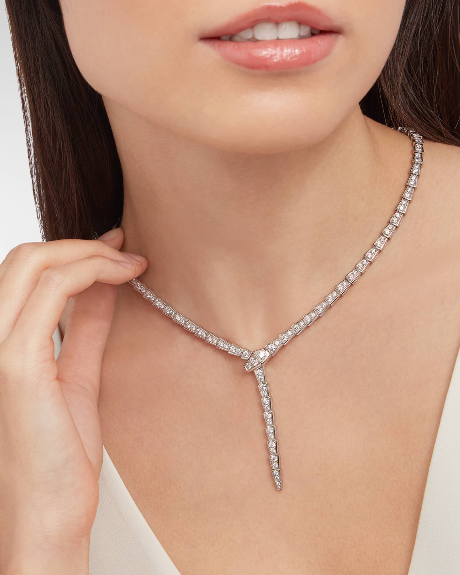 Serpenti White Gold Diamond Necklace