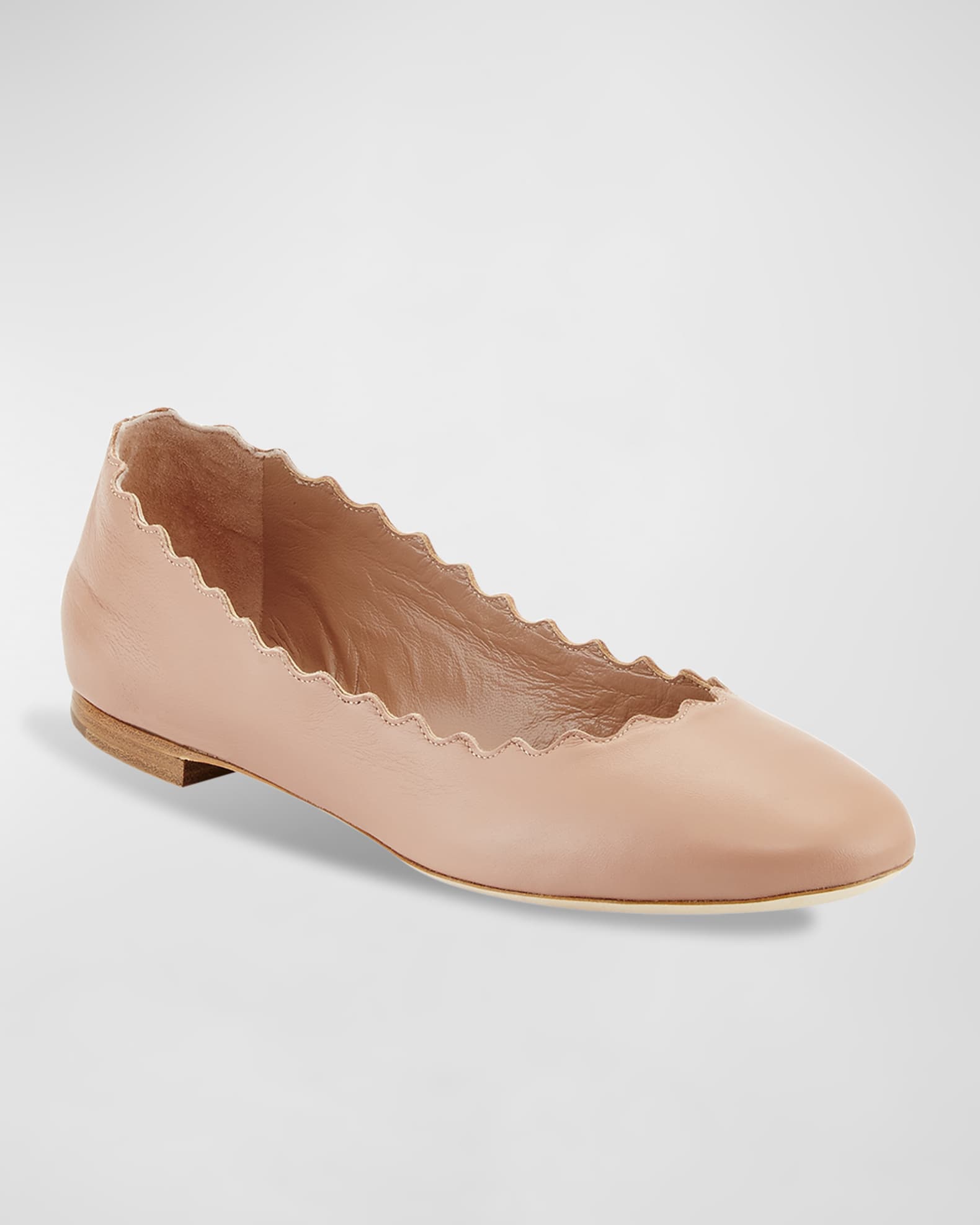 Lauren Scalloped Leather Ballet Flats 1