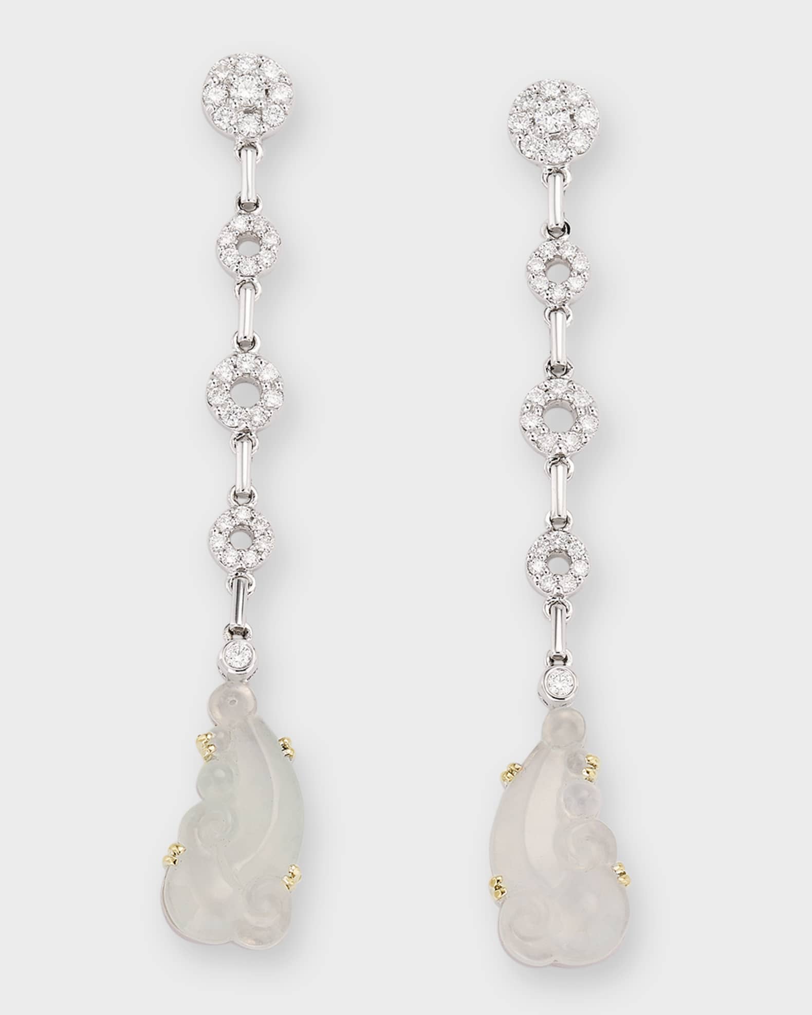 David C.A. Lin 18K White Gold Jade Ruyi Dangle Earrings Neiman Marcus