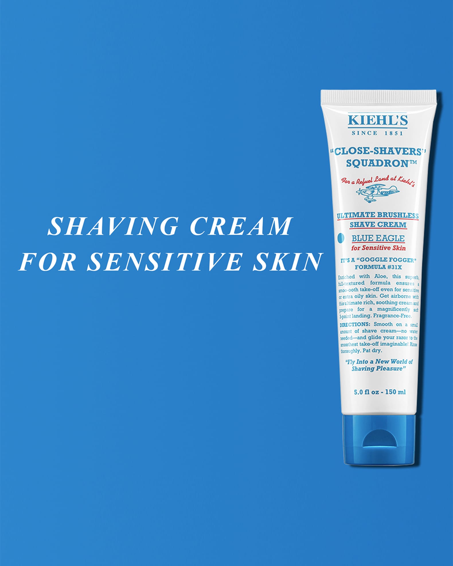 Kiehl's Since 1851 Ultimate Brushless Shave Cream Blue Eagle, 5 oz