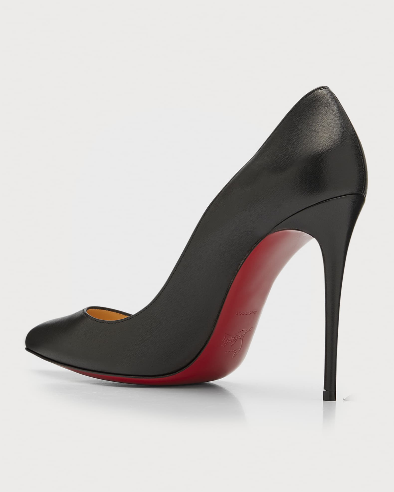 Christian Louboutin Eloise 85 Black Leather Classic Almond Toe Heels Pumps