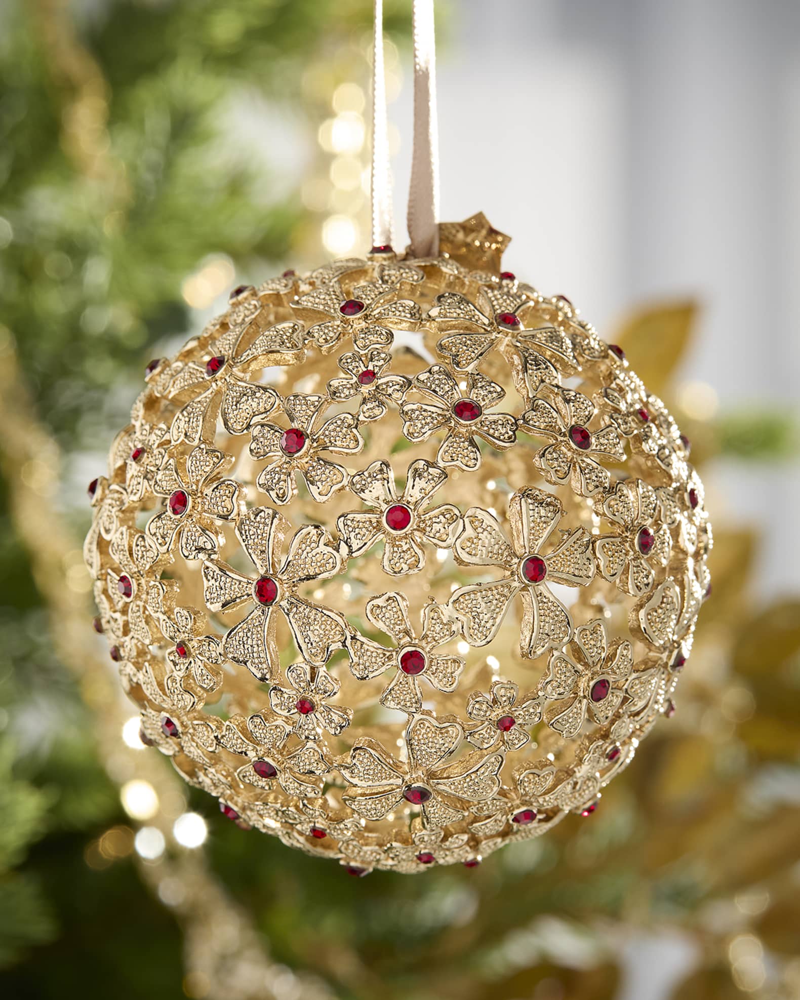24K Gold-Plated Garland Globe Christmas Ornament  0