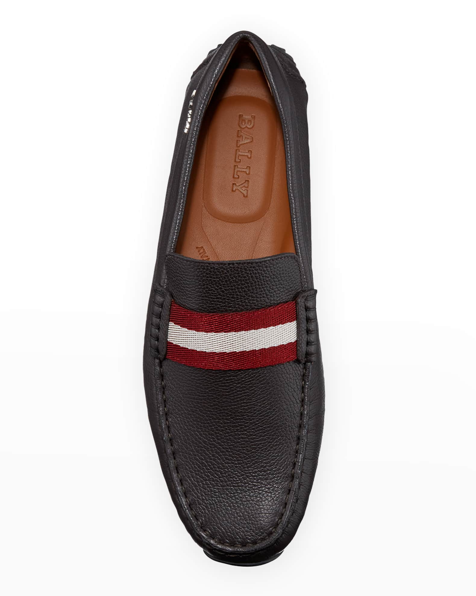 Bally Pearce Leather Driver w/Trainspotting Strap, Brown | Neiman Marcus