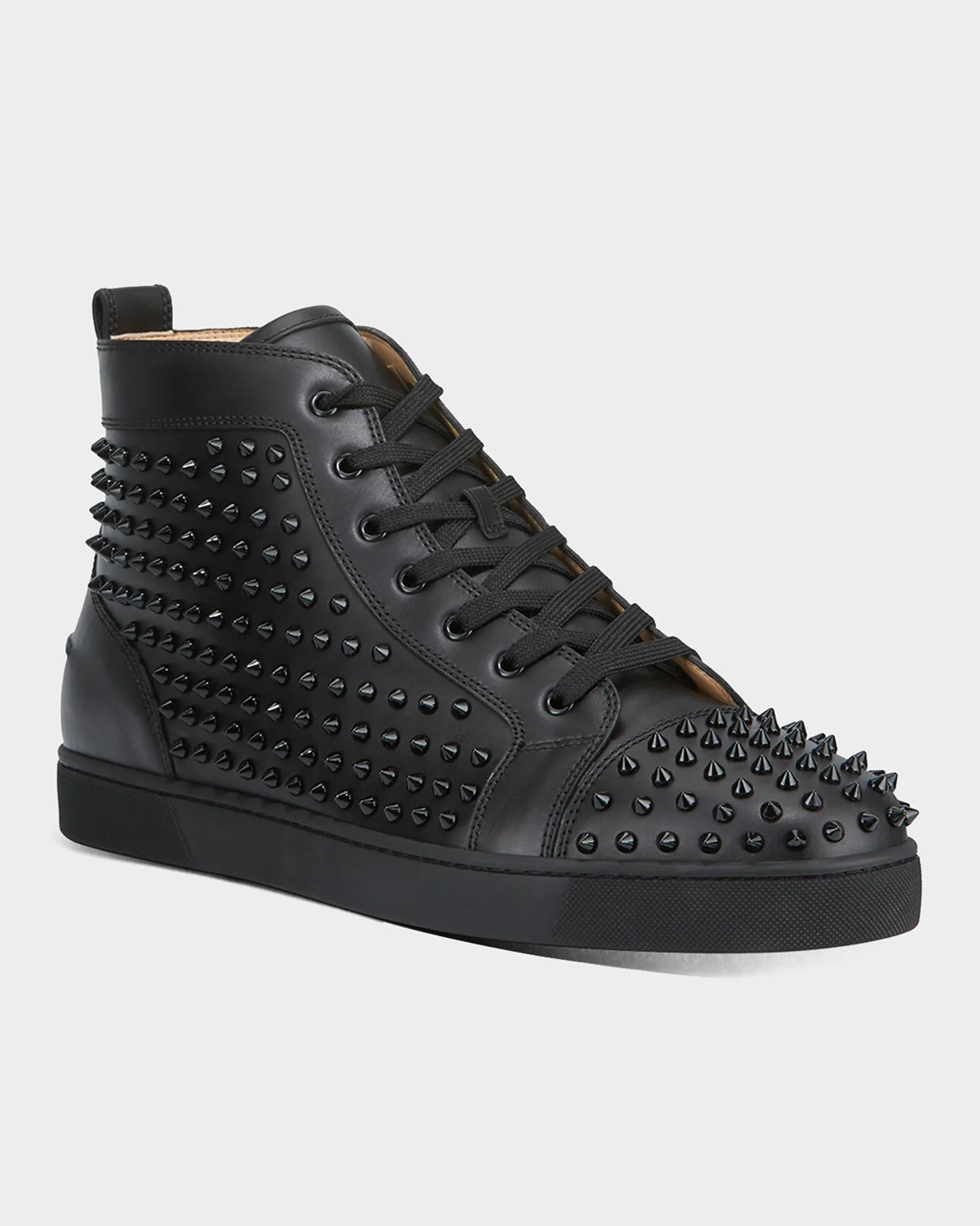 Christian Louboutin レザーシューズ Christian Louboutin Men's Louis Mid-Top Spiked Leather Sneakers