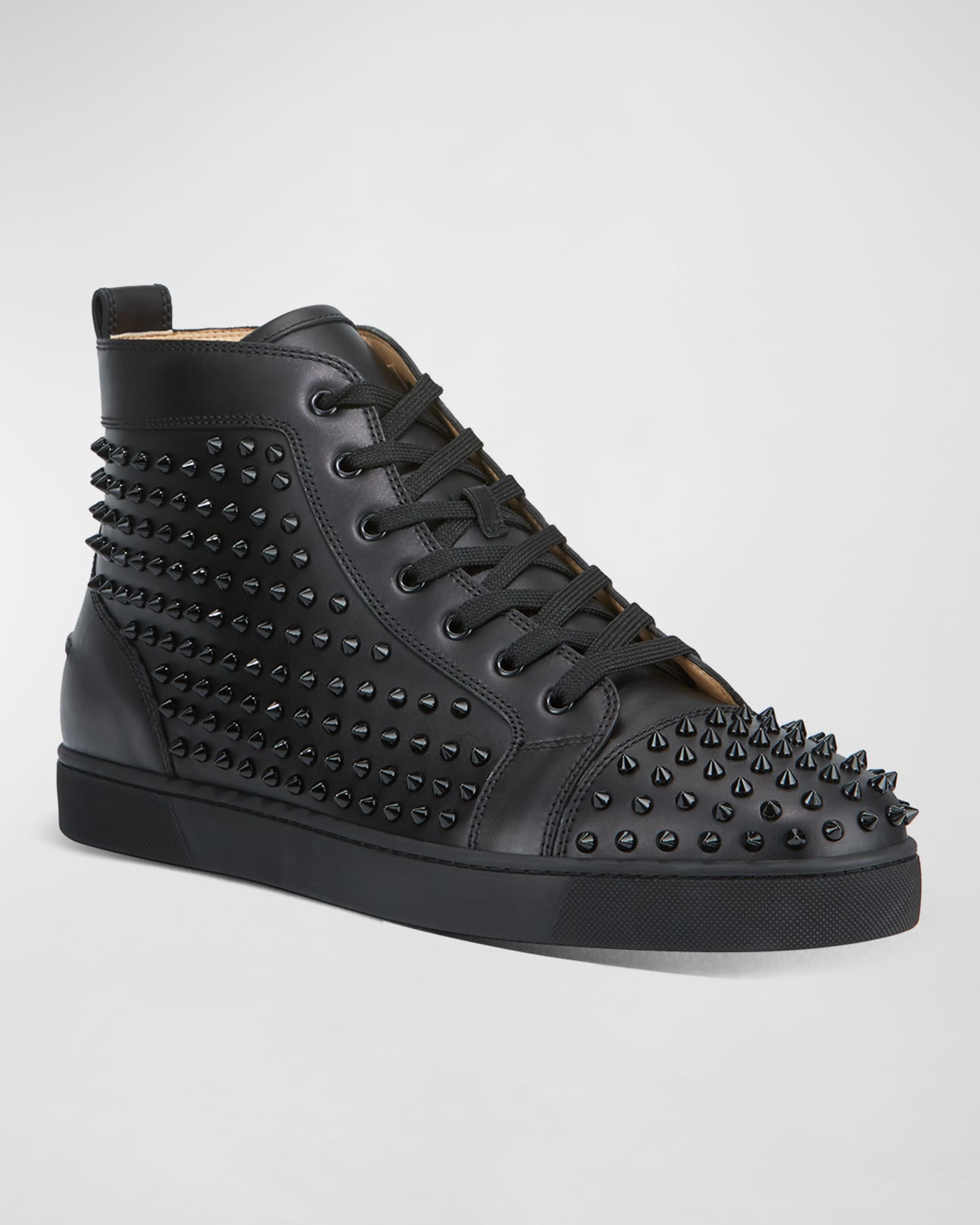 Christian Louboutin Black Louis Spikes High Top Sneakers