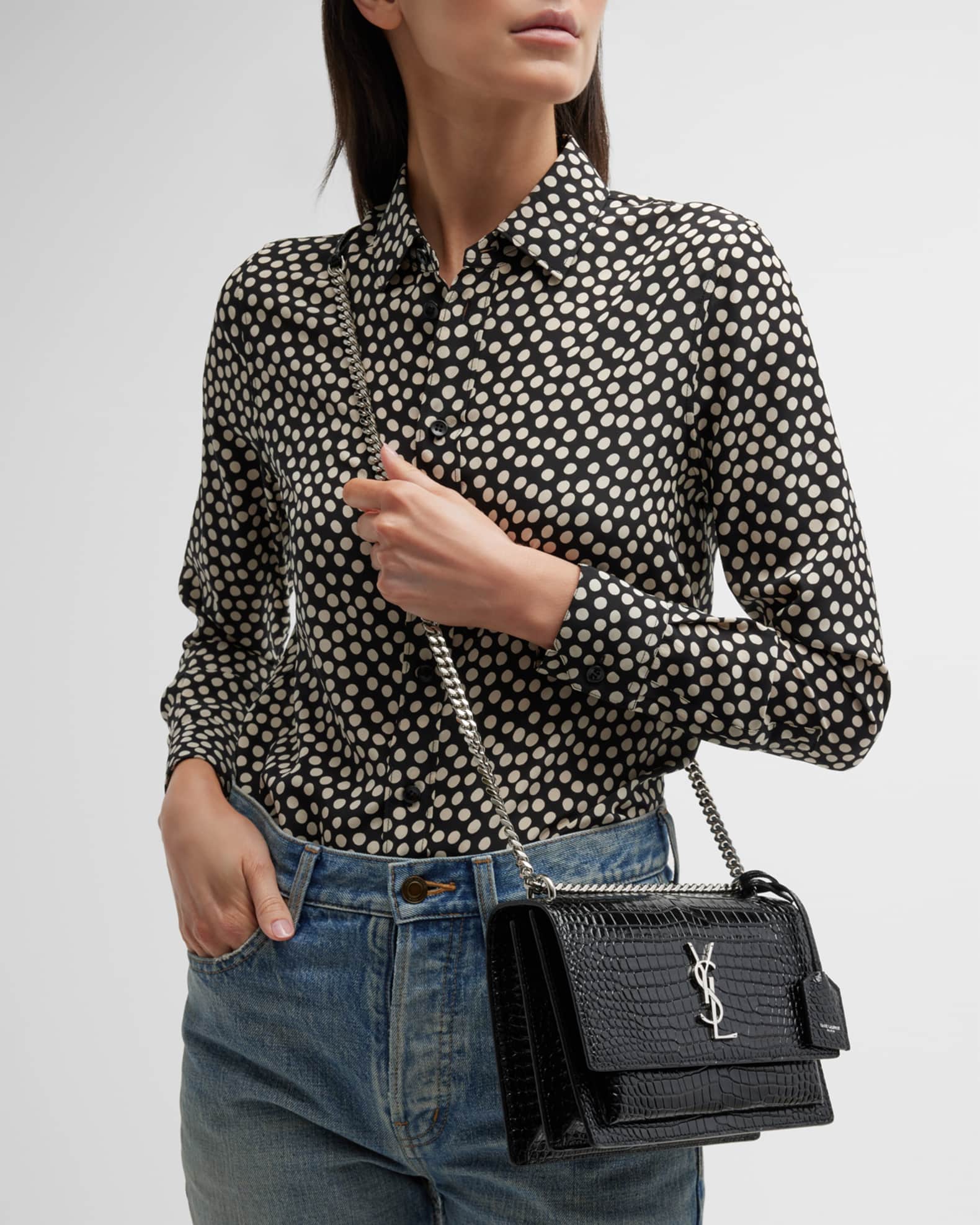 Ysl sunset medium crocodile hot sale