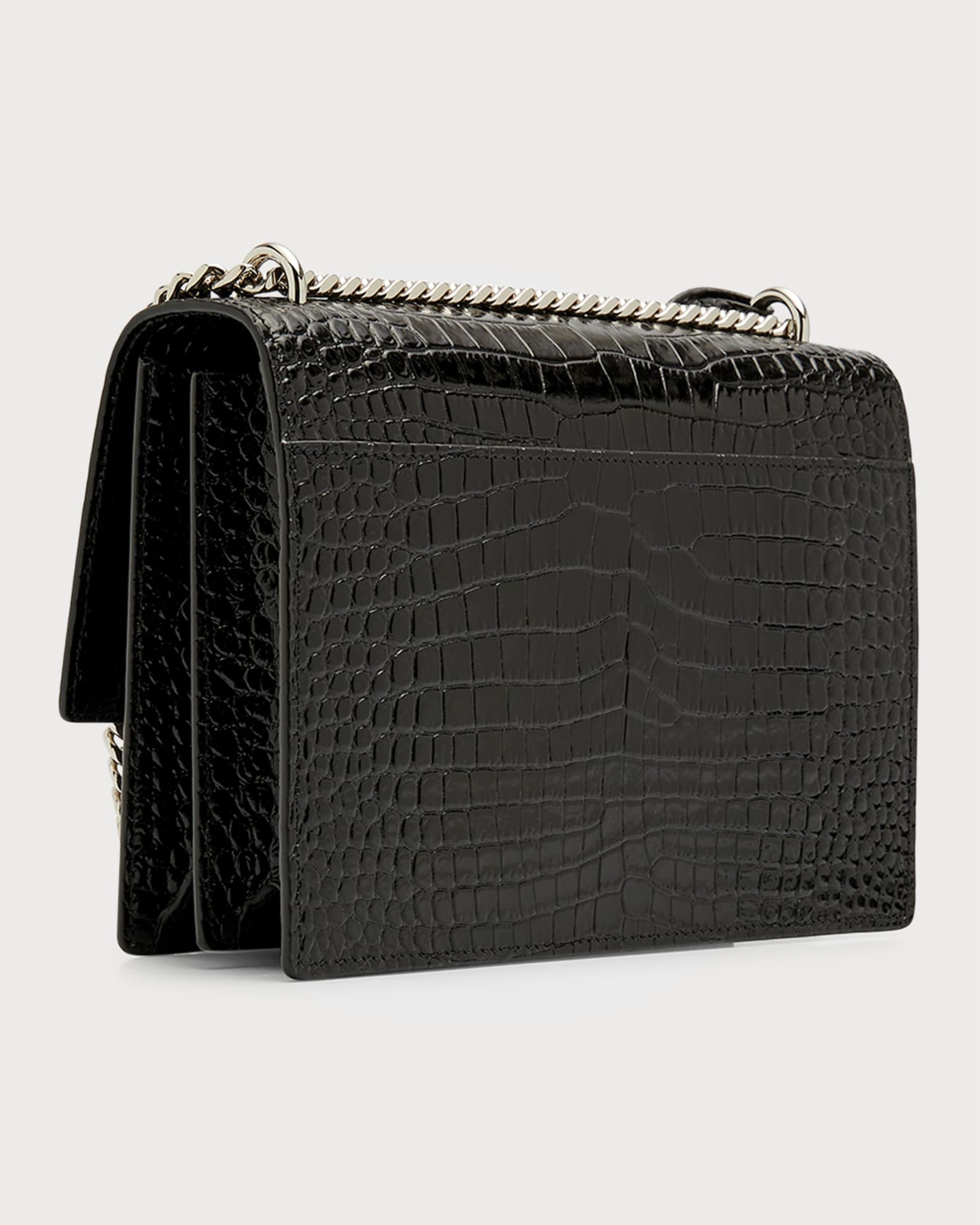 Saint Laurent Sunset Medium YSL Crossbody Bag in Croc