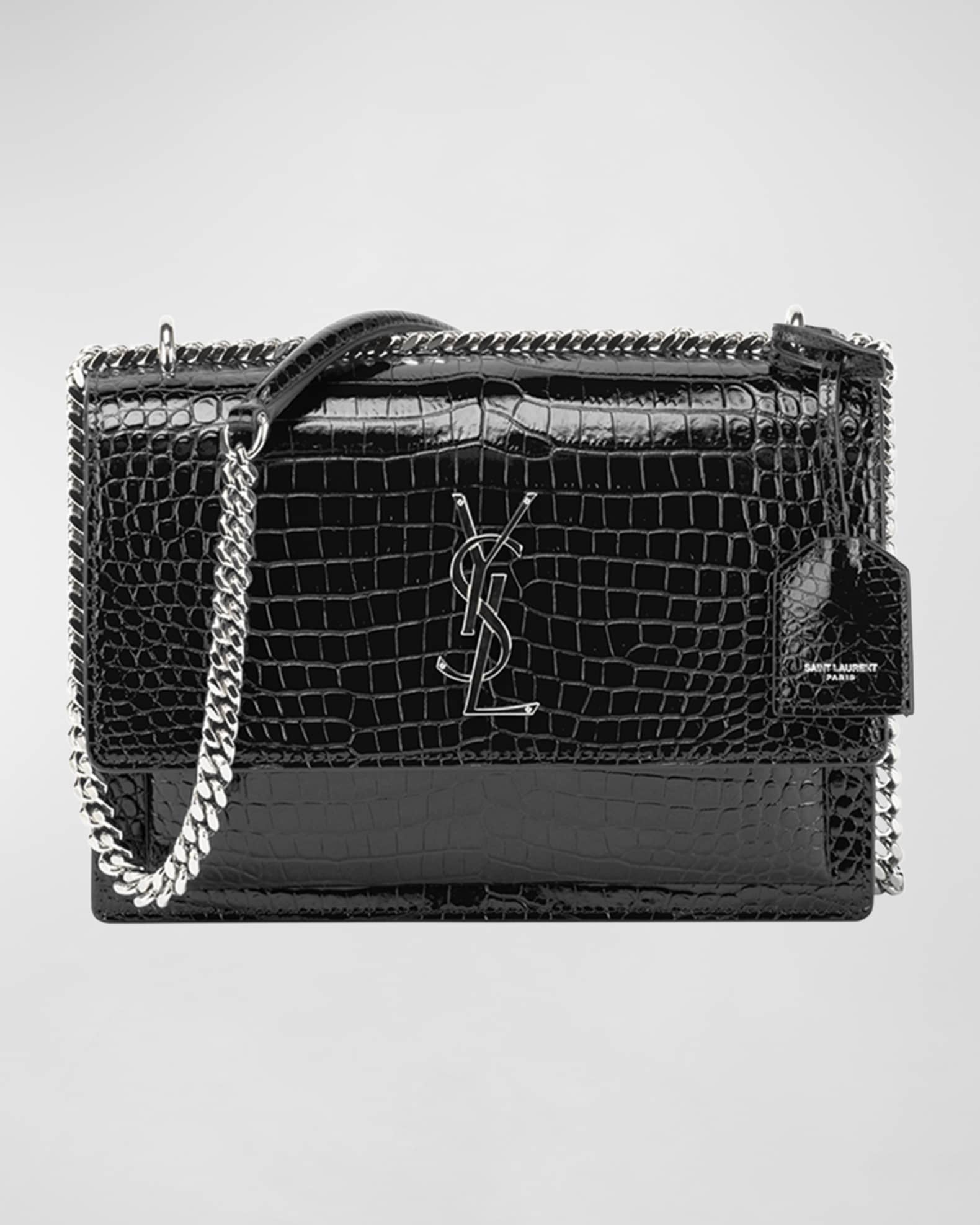 Sunset Medium YSL Crossbody Bag in Croc Embossed Leather