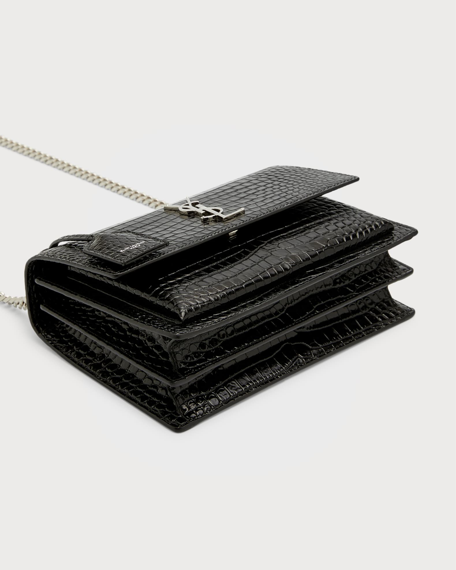 Sunset Medium YSL Crossbody Bag in Croc-Embossed Leather 1