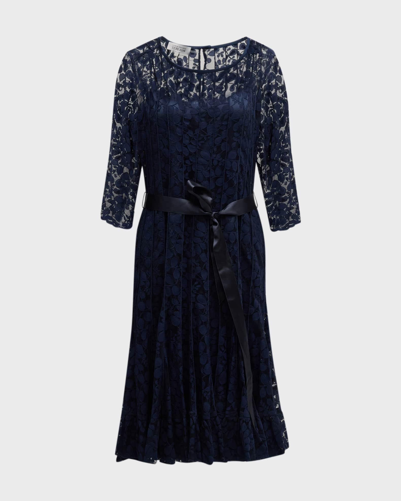 Rickie Freeman for Teri Jon 3 4 Sleeve Lace Overlay Cocktail Dress