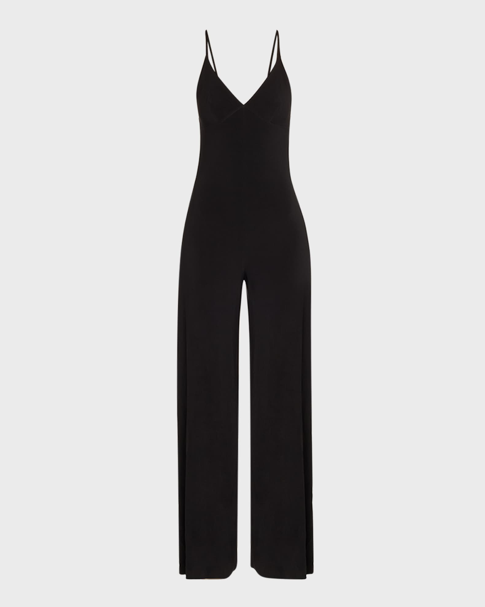 Norma Kamali Wide-Leg Slip Jumpsuit, Black | Neiman Marcus