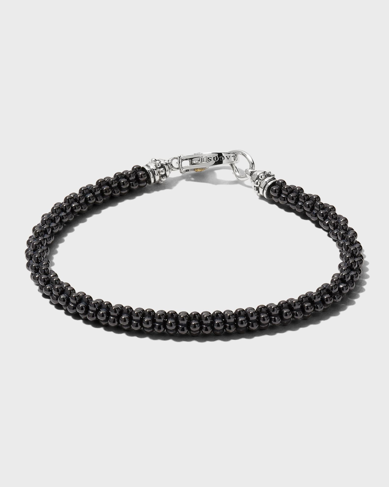 LAGOS Ceramic Black Caviar Beaded Bracelet, Size Medium | Neiman Marcus