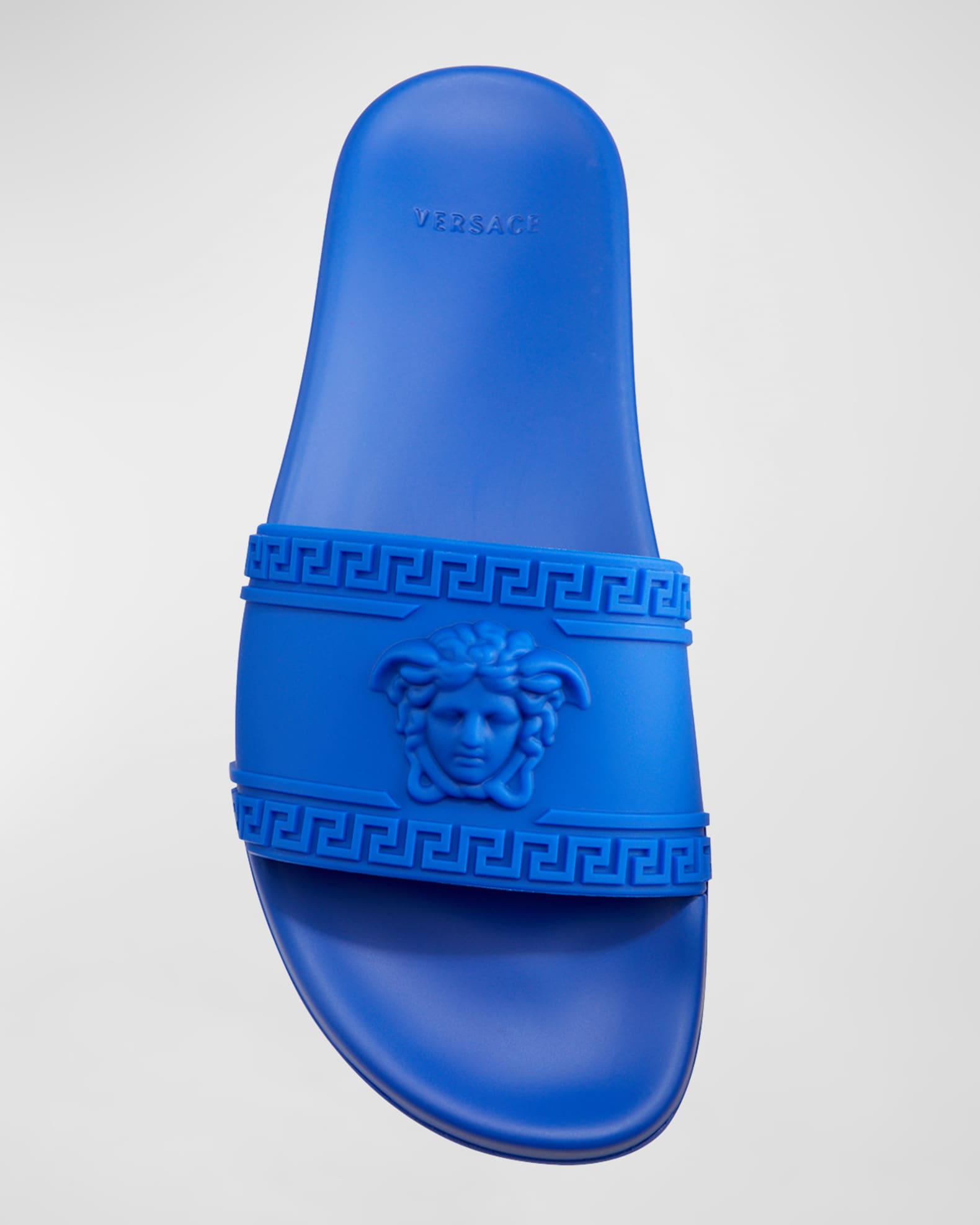 Versace Men's Medusa Greek Key Pool Slide Sandals | Neiman Marcus