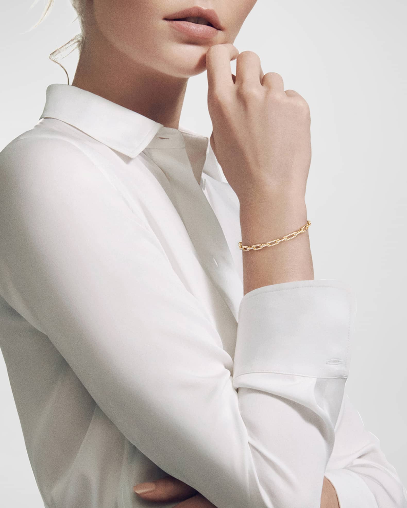 David Yurman Stax Chain Link Bracelet in 18k Yellow Gold w/ Diamonds