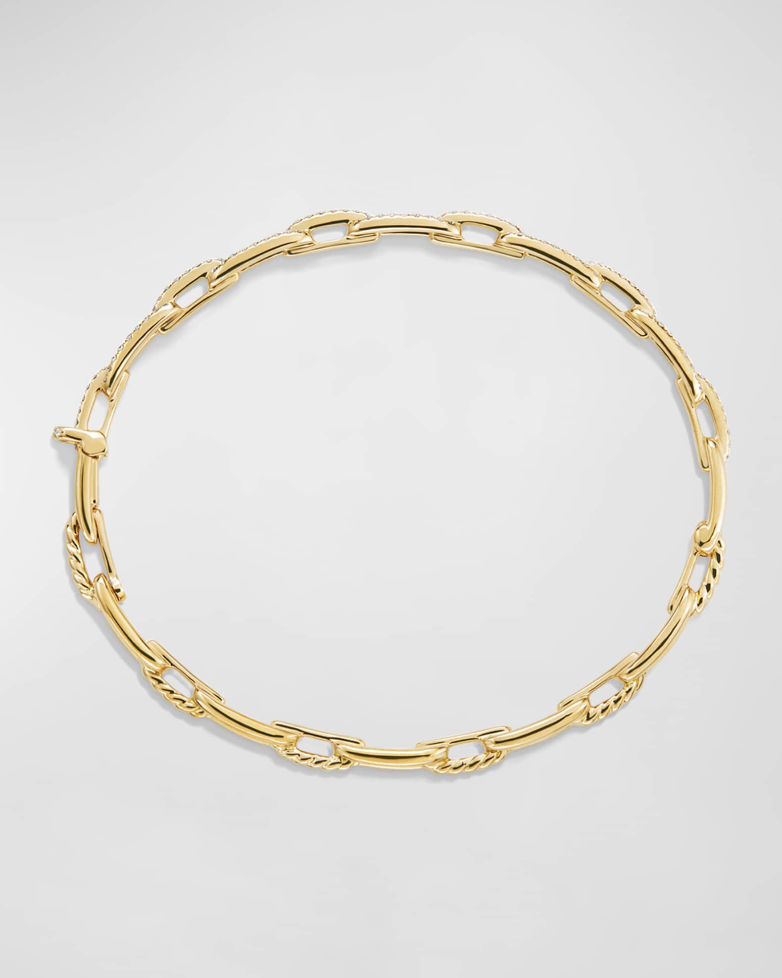 Stax Chain Link Bracelet in 18k Yellow Gold w/ Diamonds, Size M and