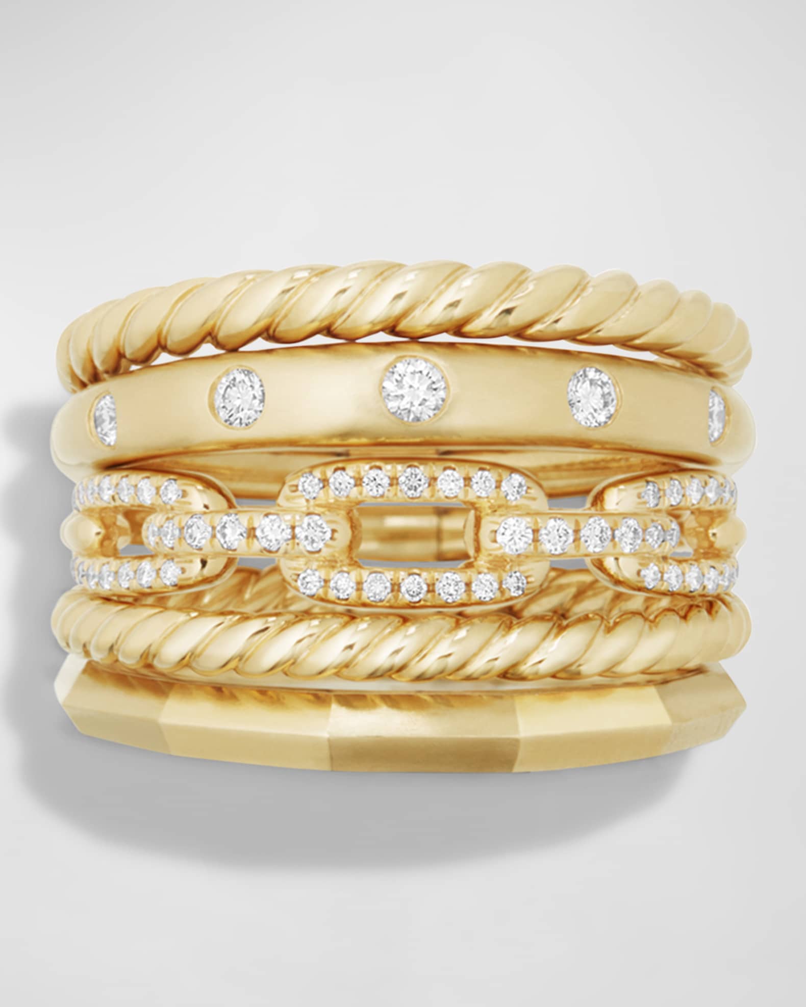 Stax 18K Gold Wide Rings with Diamonds Neiman Marcus