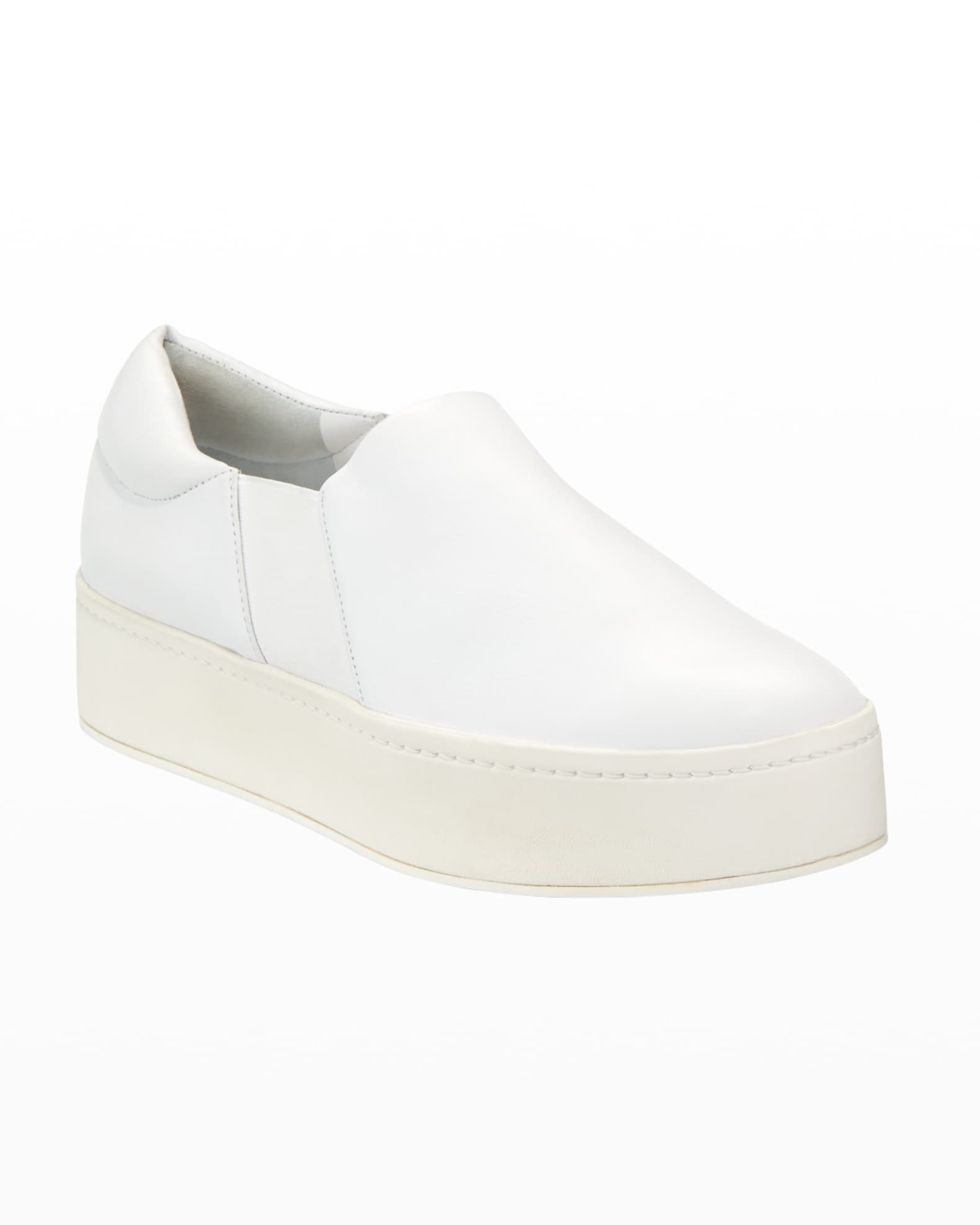 Vince Warren Leather Platform Skate Sneakers Plaster White
