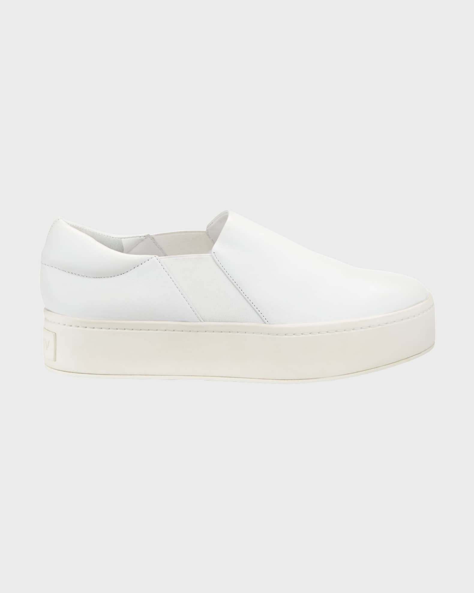 Vince Warren Leather Platform Skate Sneakers, Plaster White | Neiman Marcus