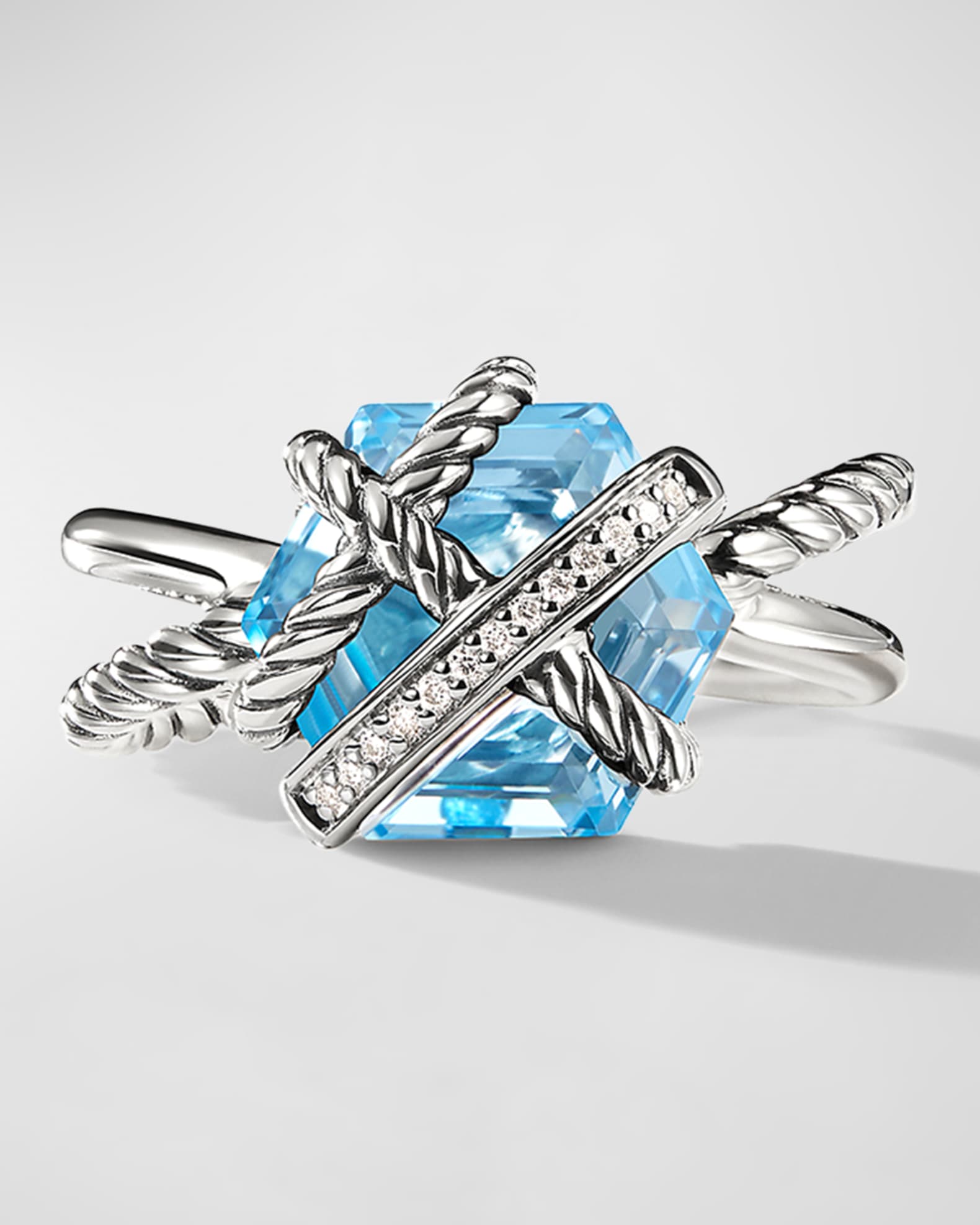 David Yurman Cable Wrap Ring with Semiprecious Stone and Diamonds