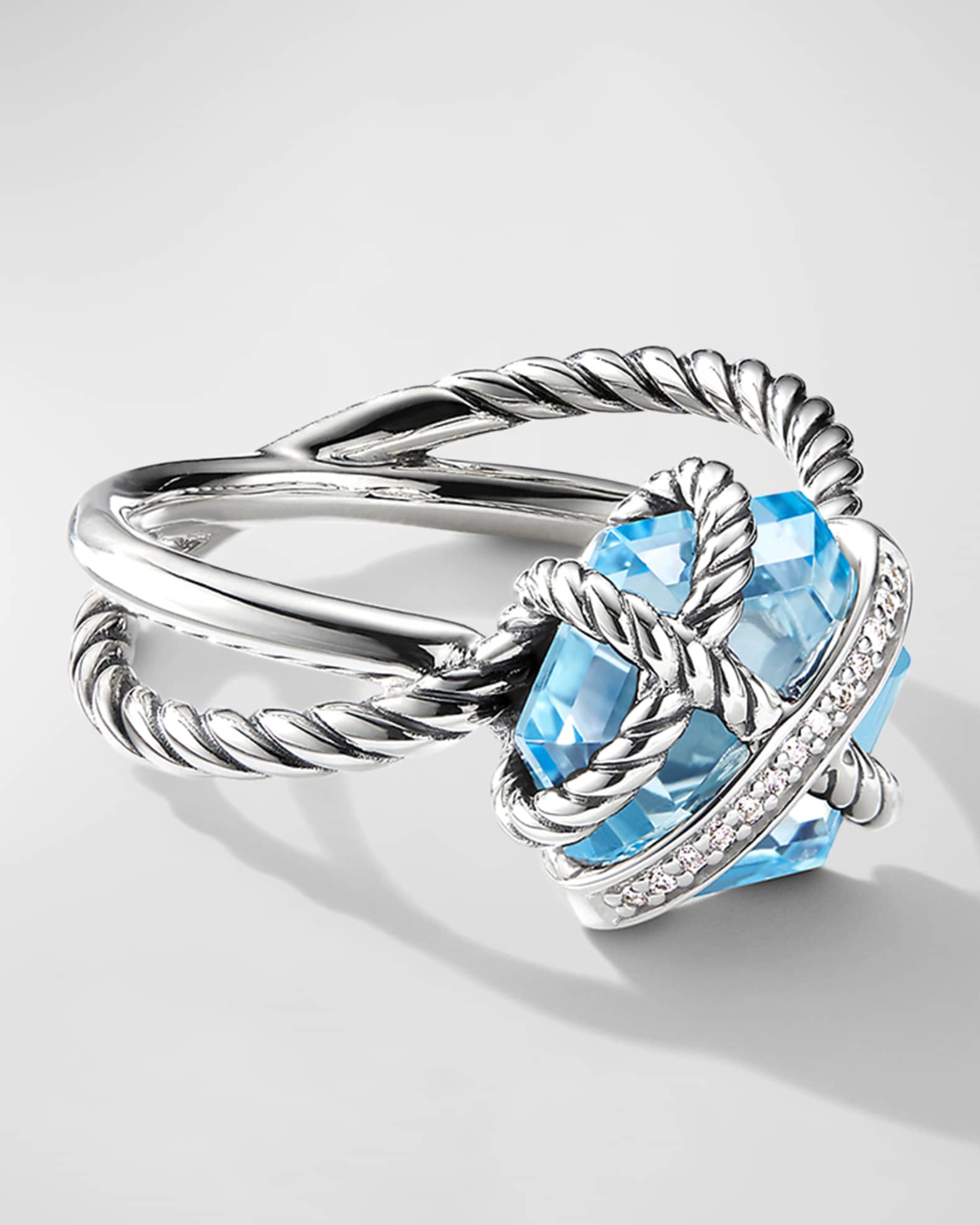 David Yurman Cable Wrap Ring with Semiprecious Stone and Diamonds