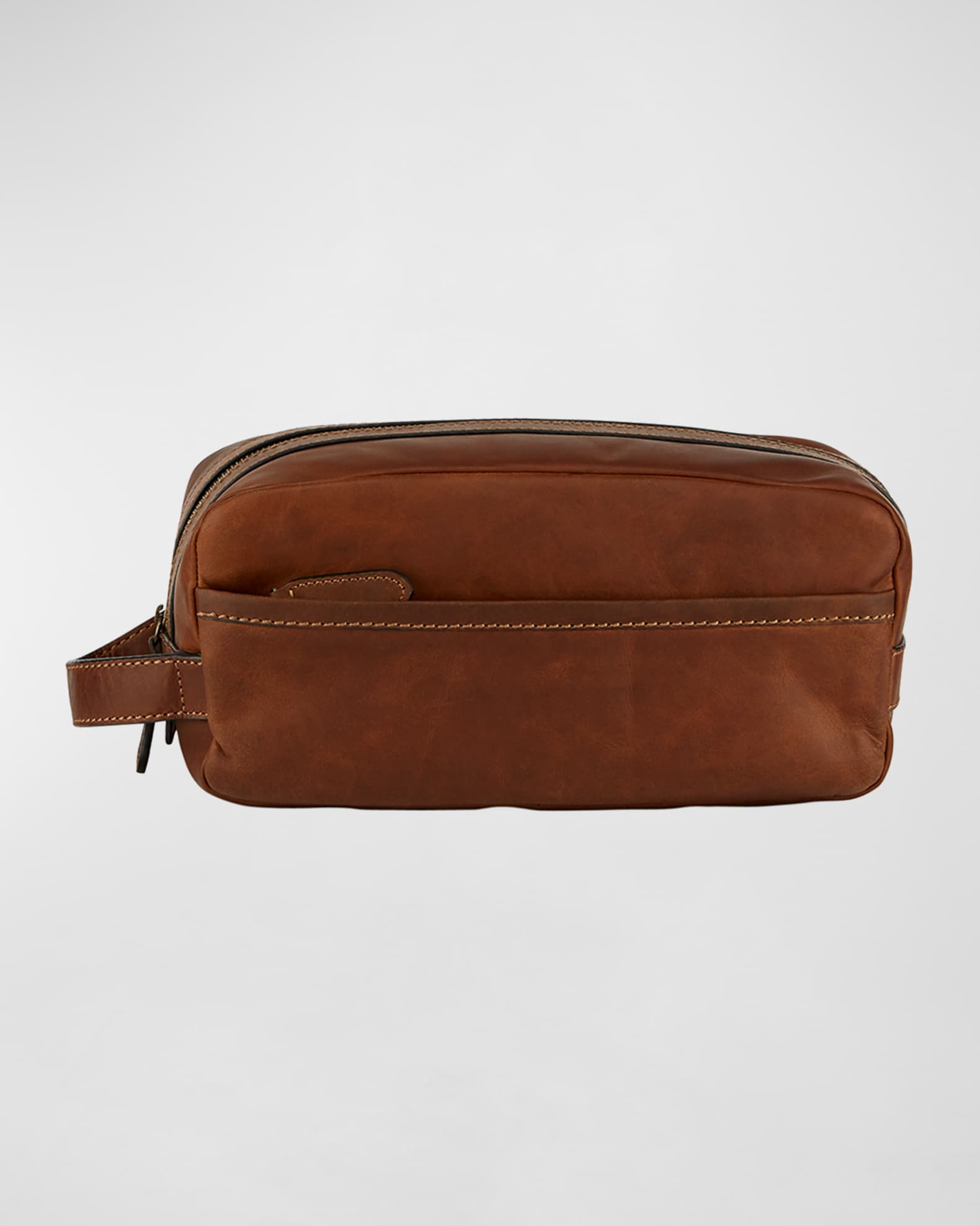 Leather washbag, Dark brown