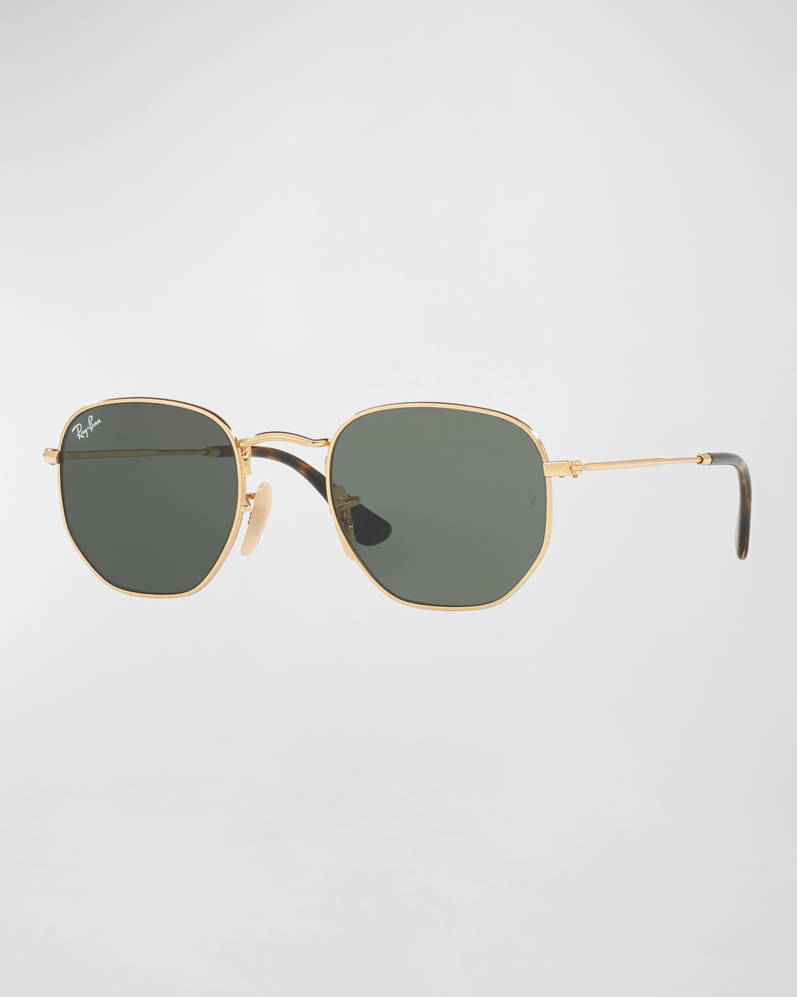 Men s Hexagonal Metal Sunglasses Green Gold