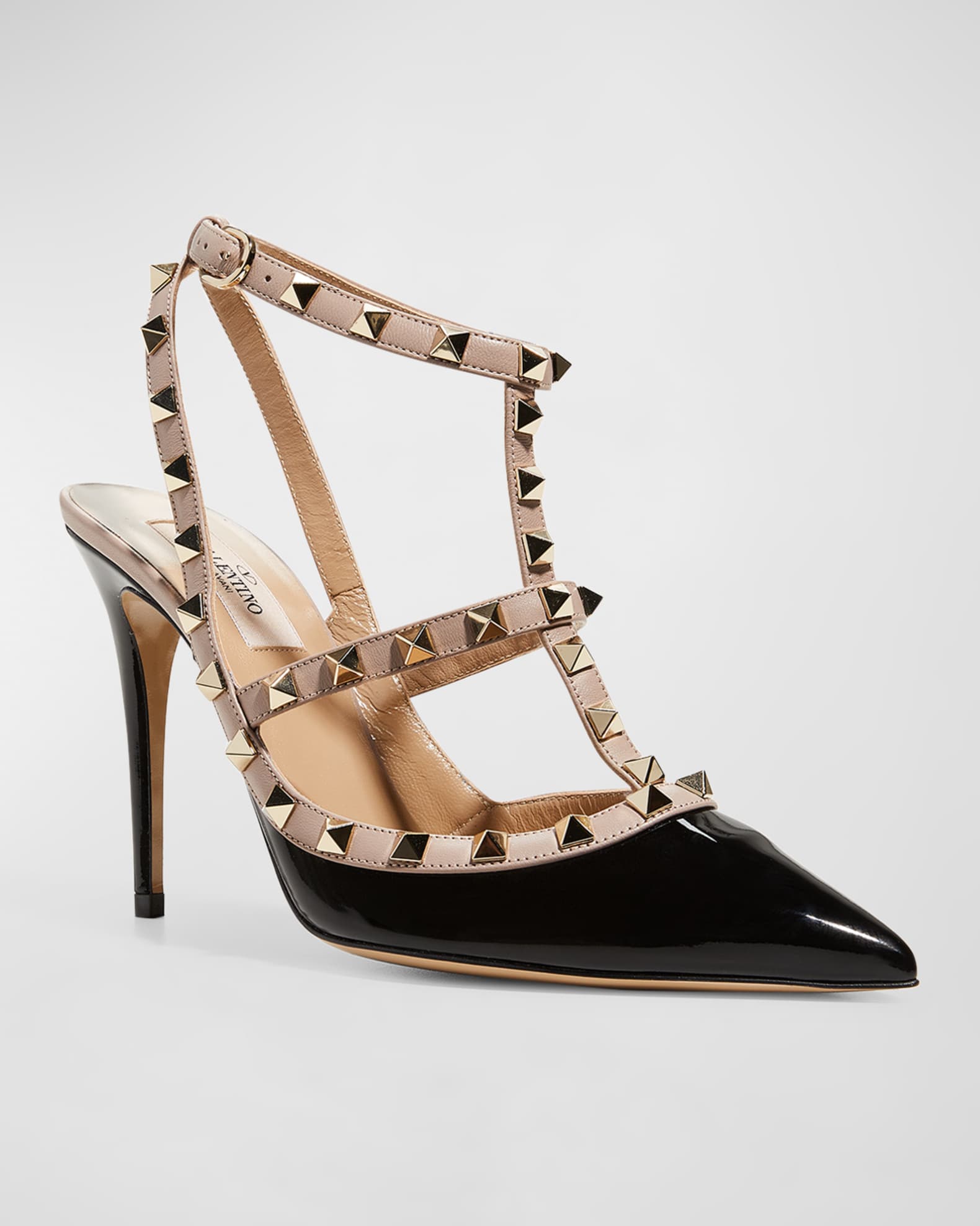 Valentino Rockstud Caged 100 Patent Pump, 37 / Black