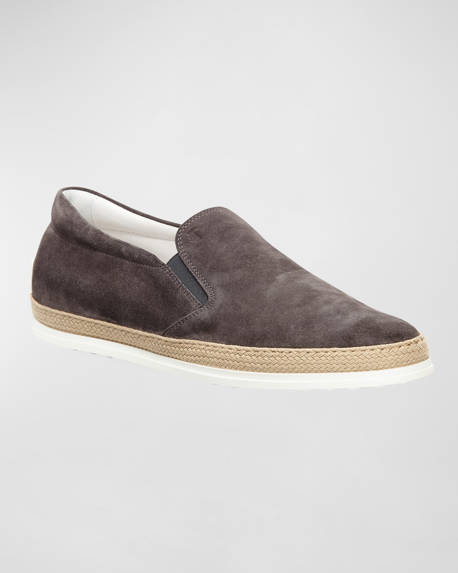 Tod's Suede Espadrille Slip-On Sneaker, Gray | Neiman Marcus