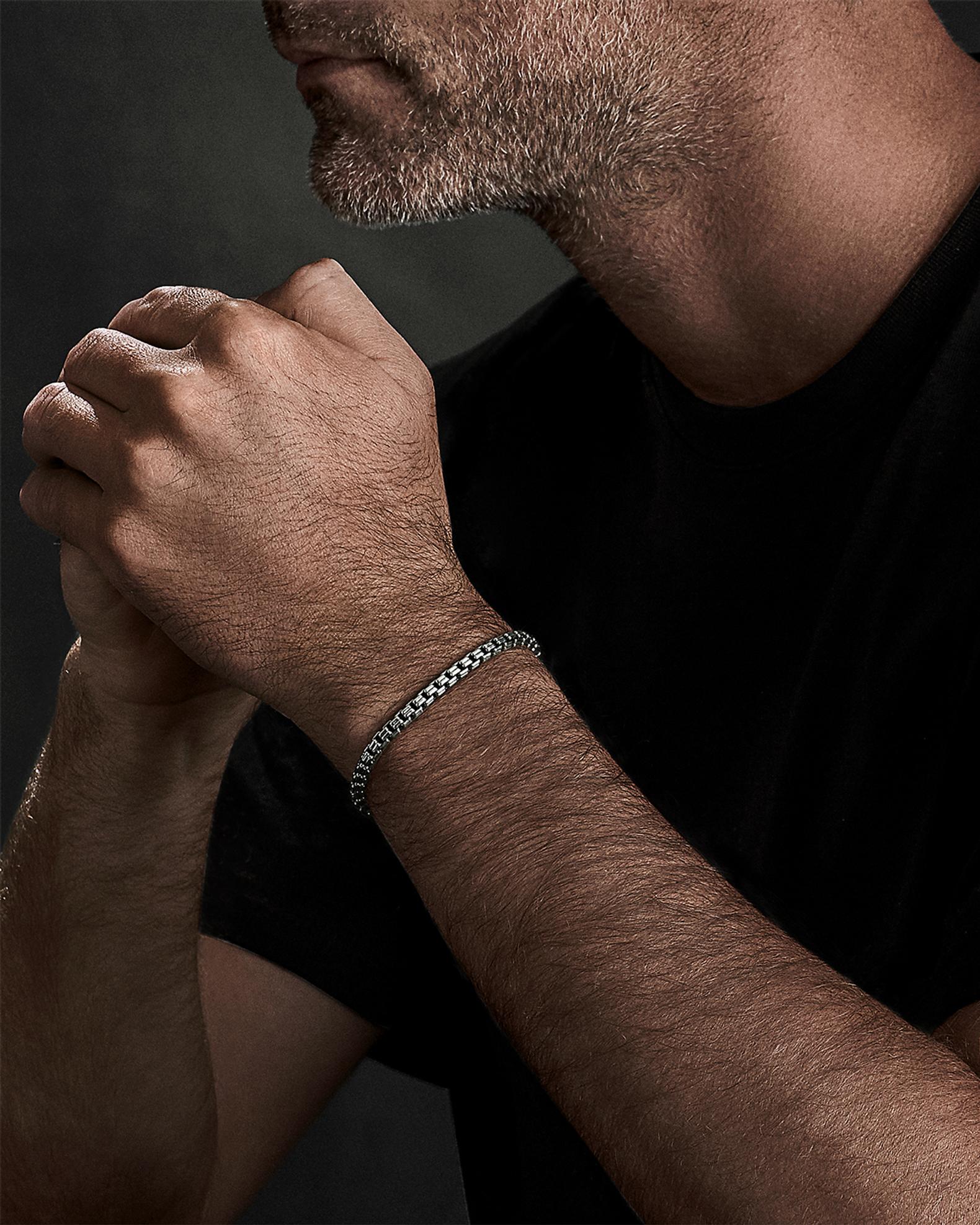 Men's Double Box Chain Bracelet in Silver | Neiman Marcus