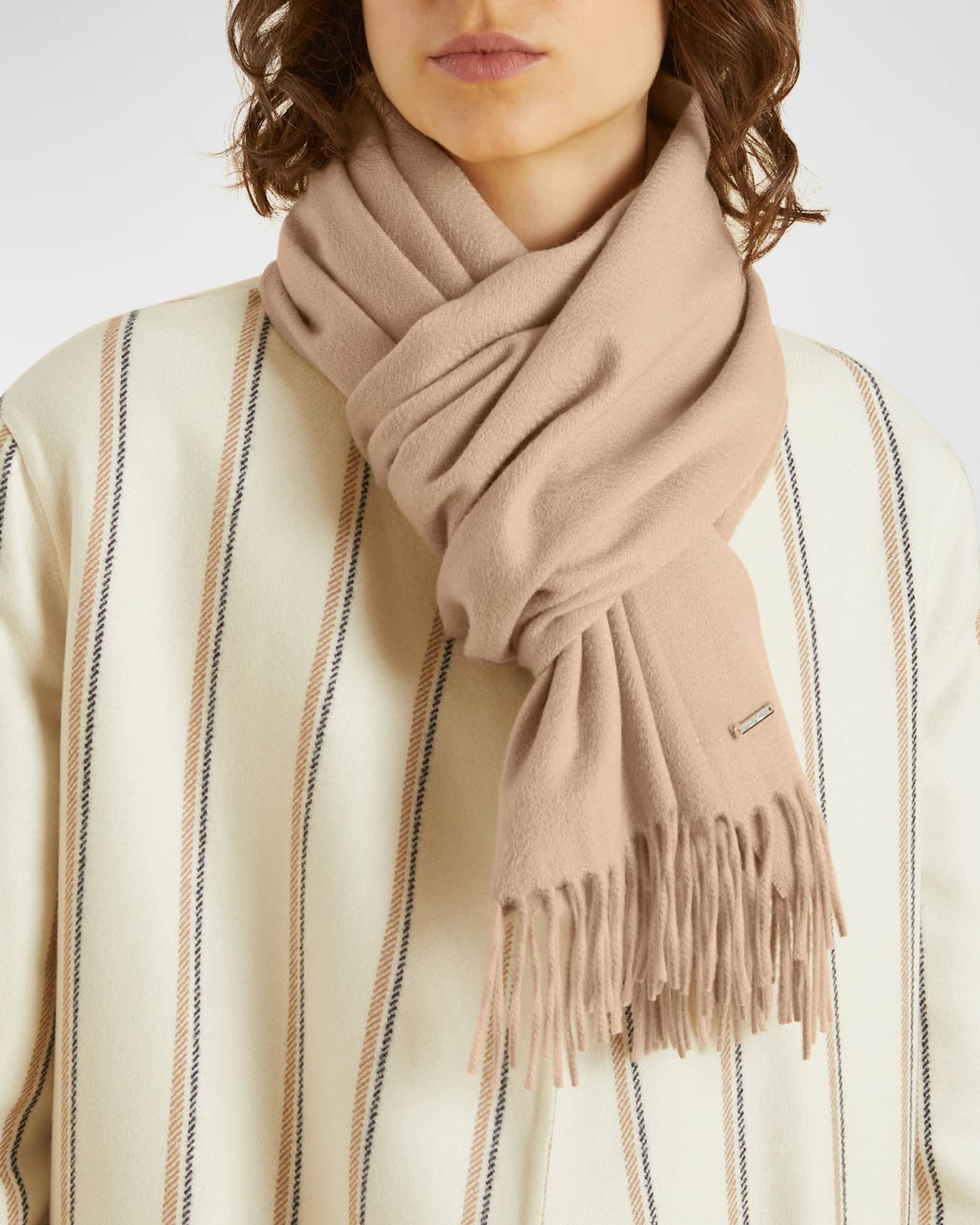 Loro Piana Cashmere Sciarpa Grande Fringe-Trim Scarf