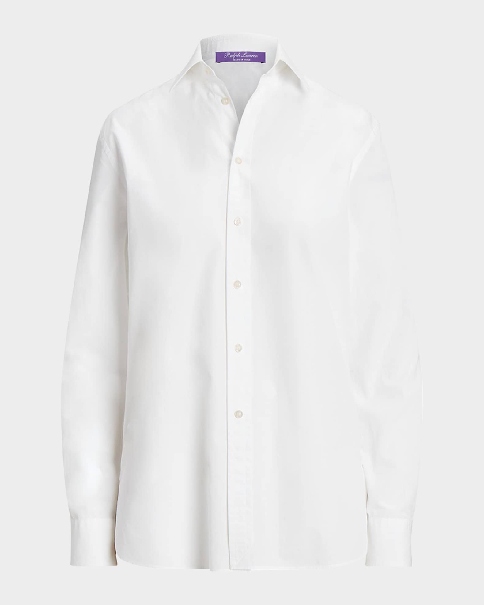 High Low Cotton Boyfriend Blouse White