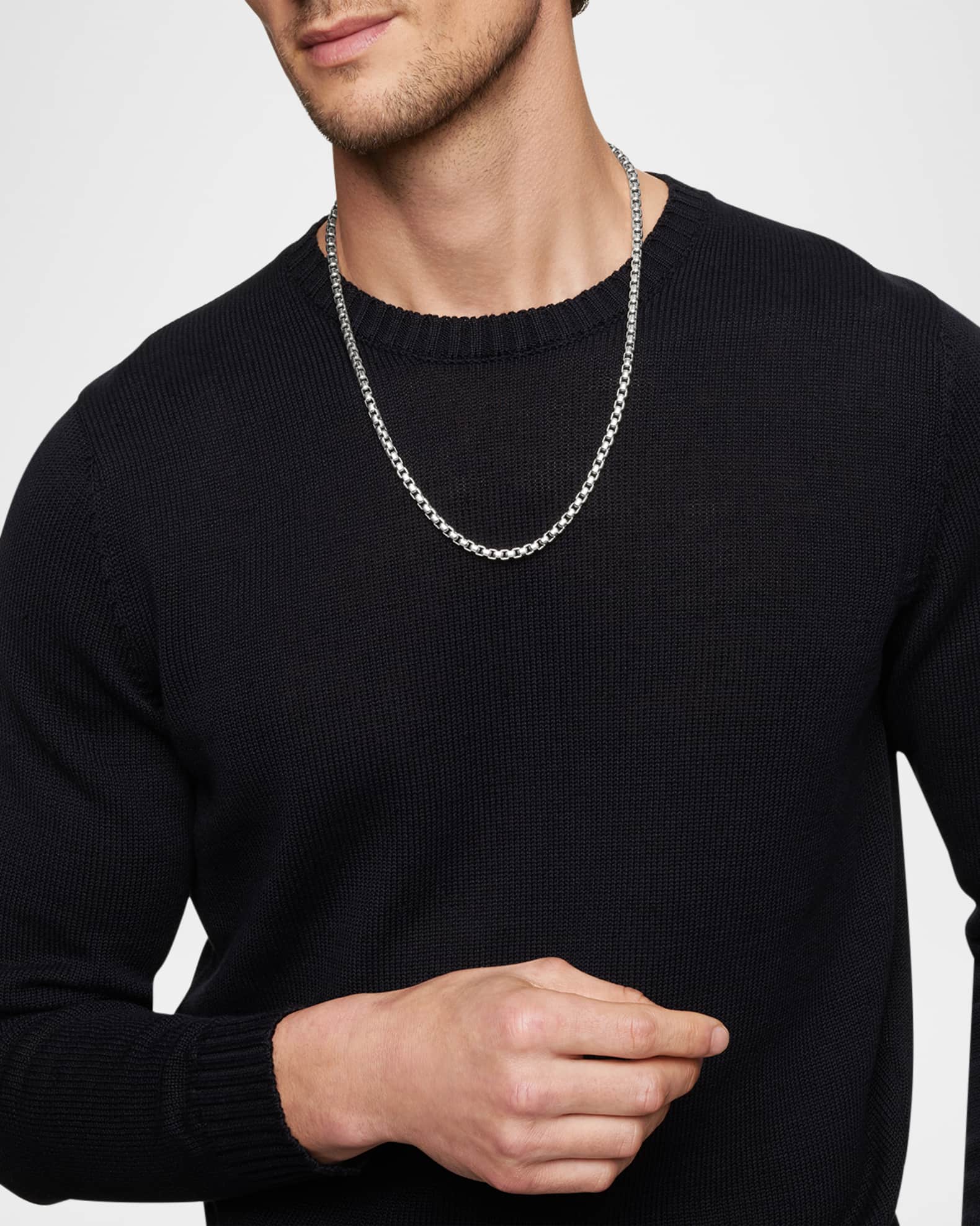 Men's Box Chain Necklace in Silver, 5.2mm, 22"L 1