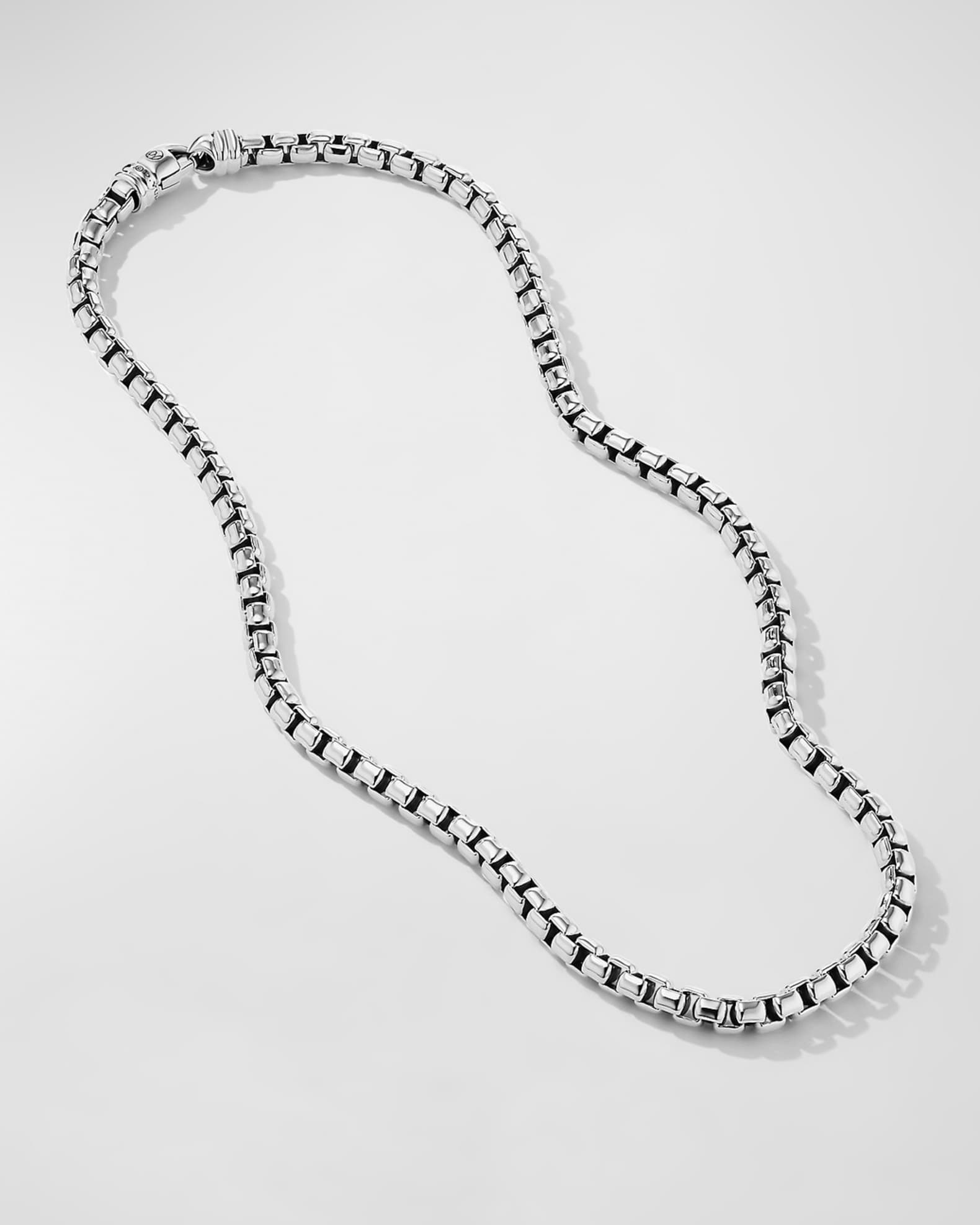 David Yurman Stainless Steel & Sterling Silver Box Chain Necklace, 22