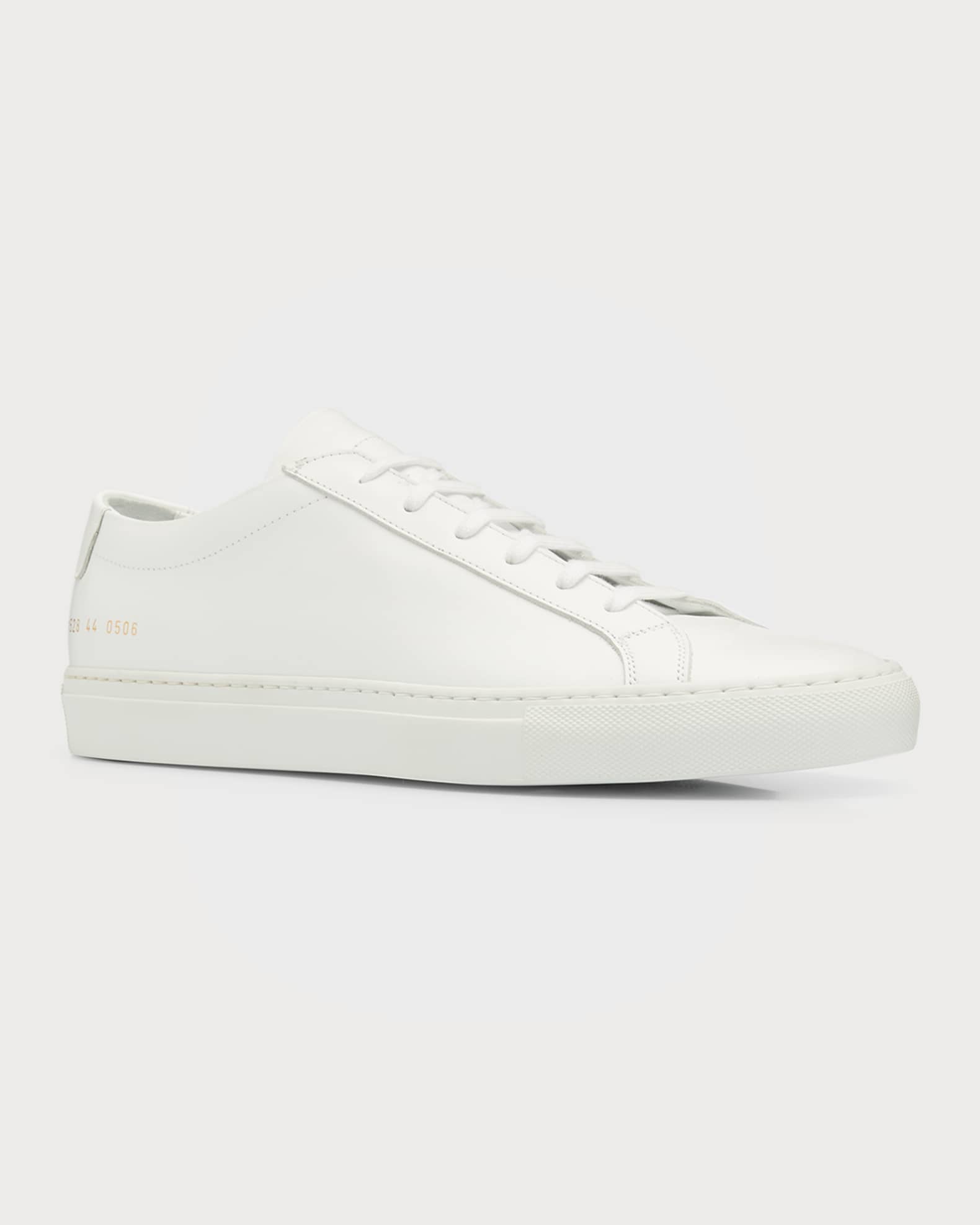 Common Projects Men's Achilles Leather Low-Top Sneakers, White Neiman Marcus