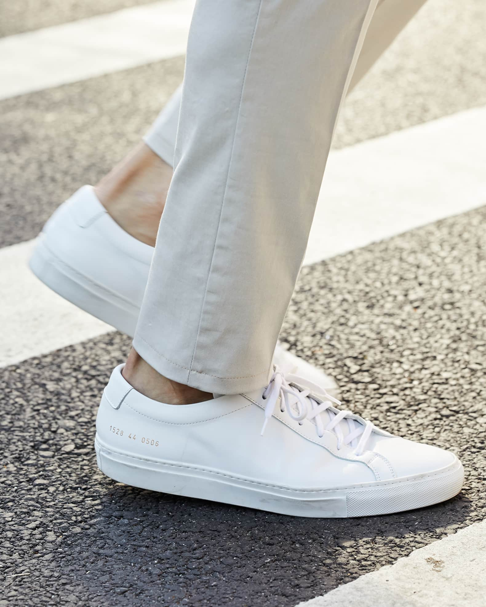 forudsigelse moral I hele verden Common Projects Men's Achilles Leather Low-Top Sneakers, White | Neiman  Marcus