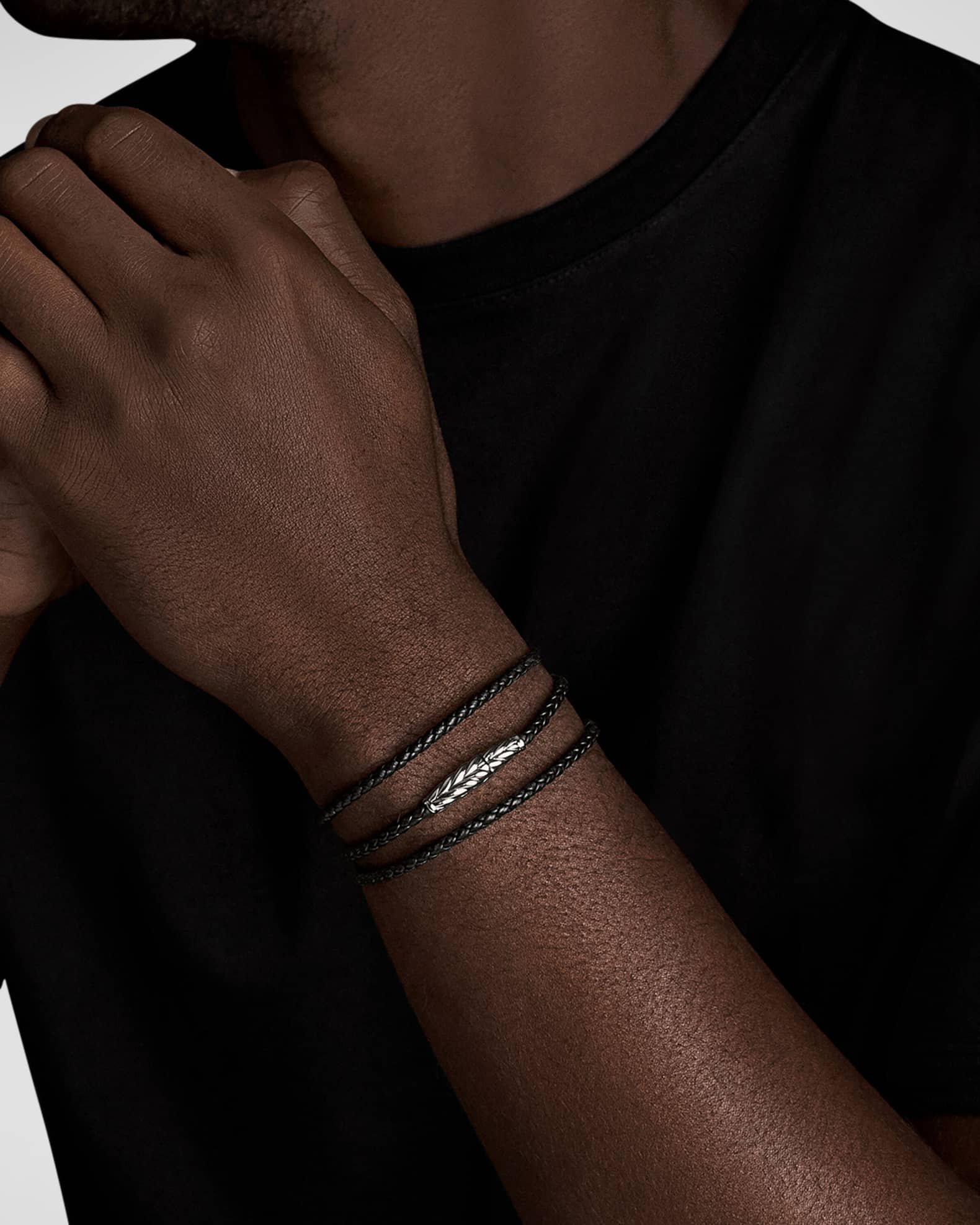 Men's Leather Triple Wrap Bracelet 1