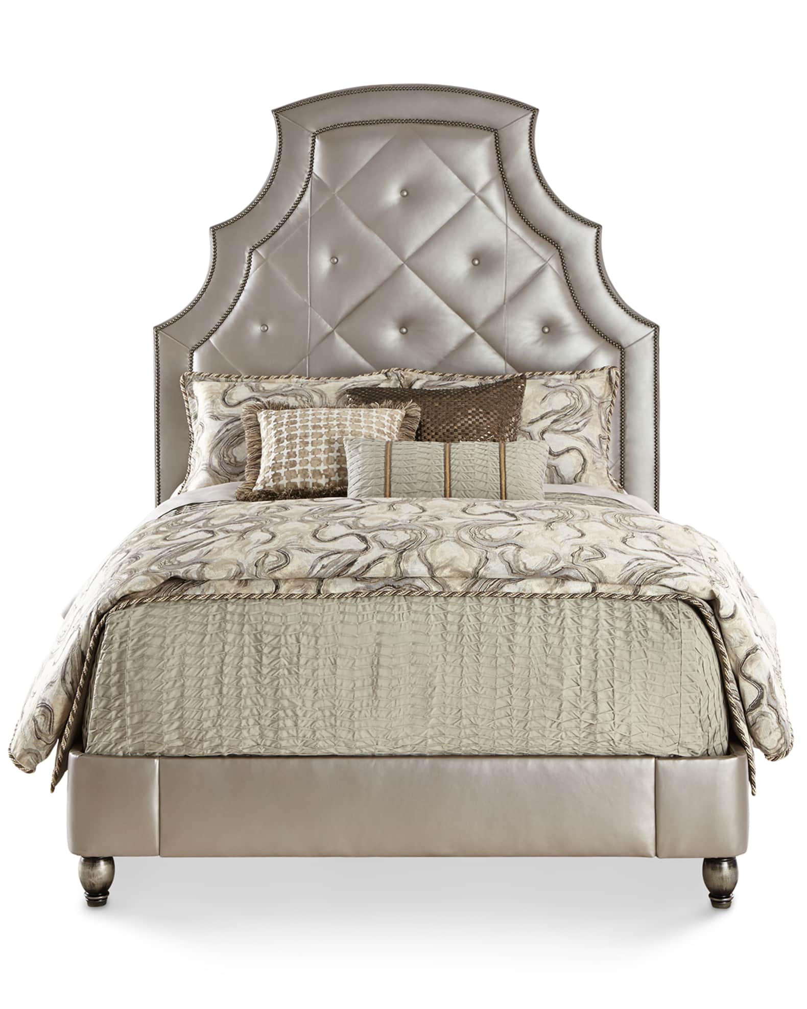 Old Hickory Tannery Bambi QuiltedLeather Queen Bed Neiman Marcus
