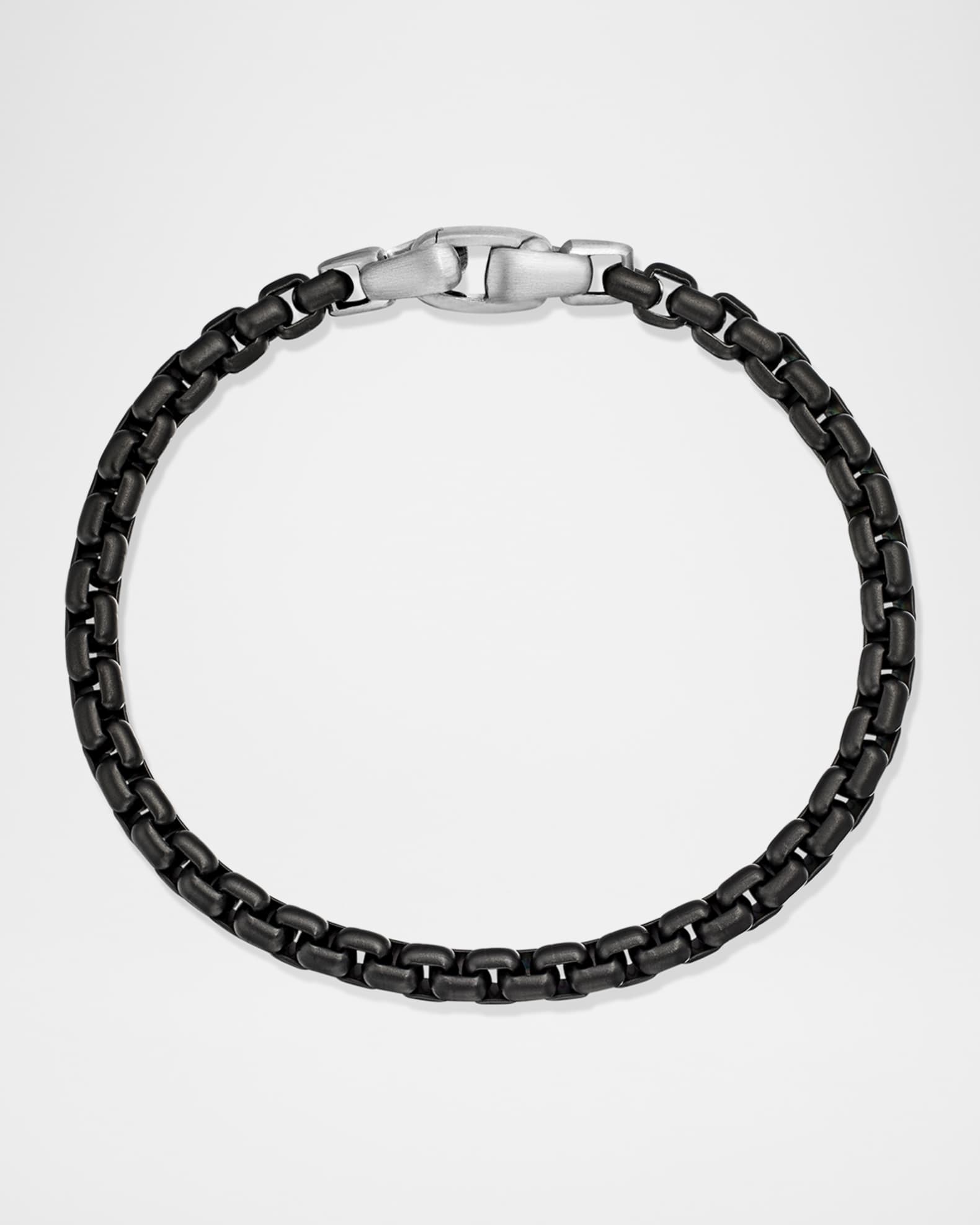 David Yurman Men's Box Chain Bracelet in Darkened Silver, 5mm, Size M