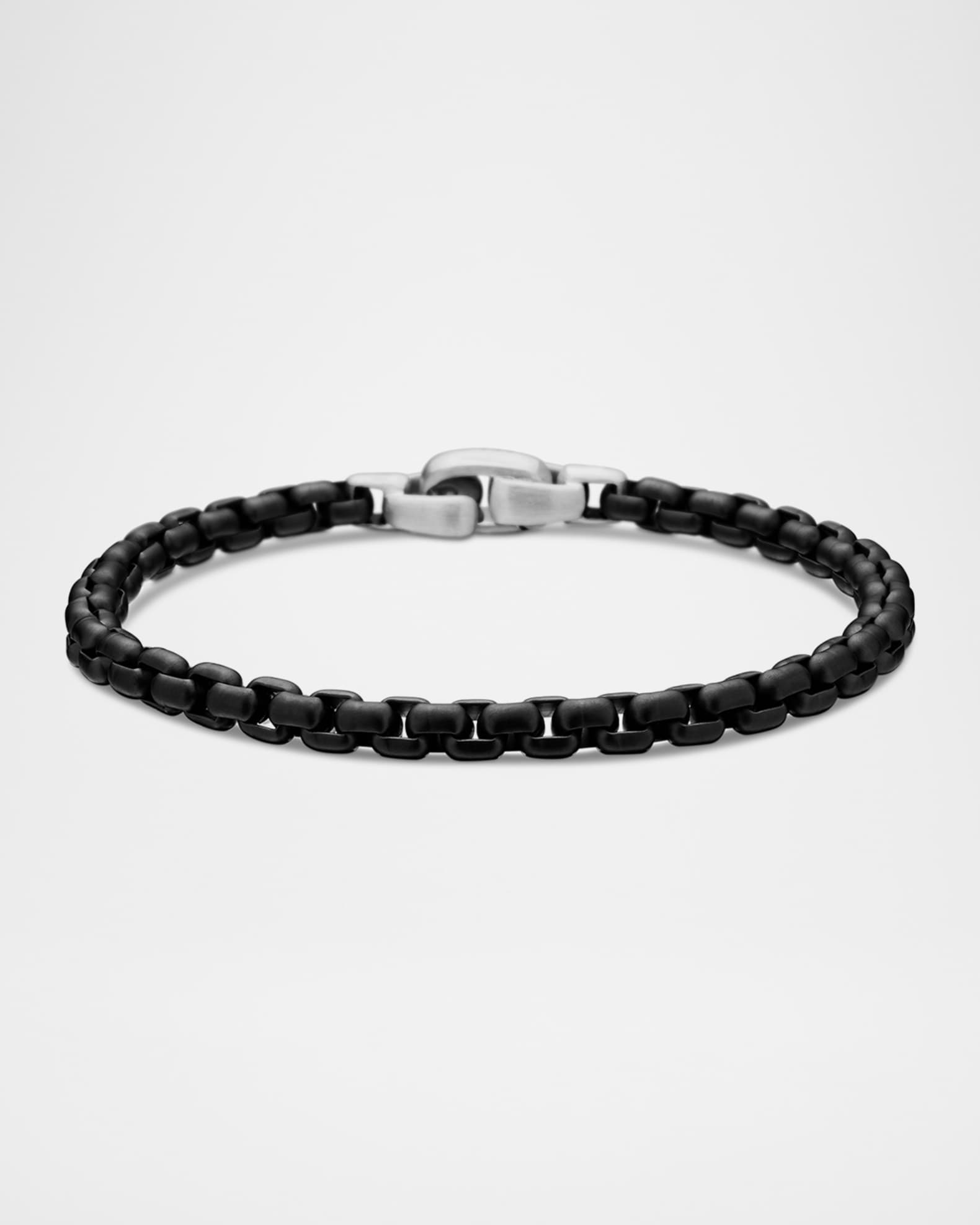 David Yurman Men's Box Chain Bracelet in Darkened Silver, 5mm, Size M Neiman Marcus