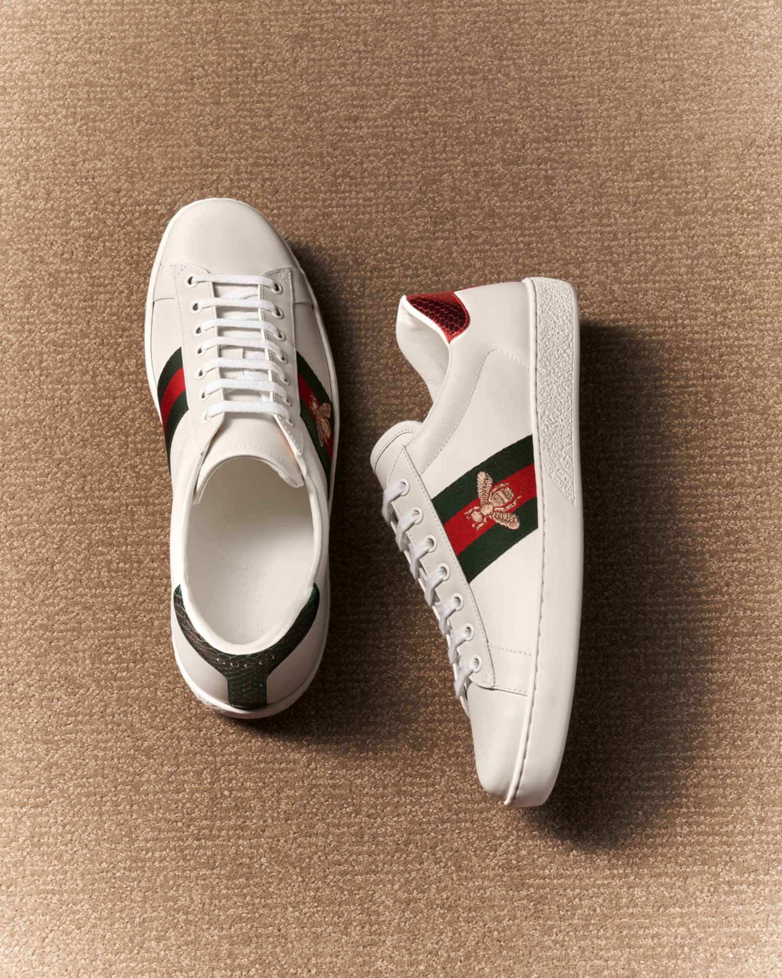 Gucci Men's New Ace Embroidered Low-Top Sneakers | Neiman Marcus