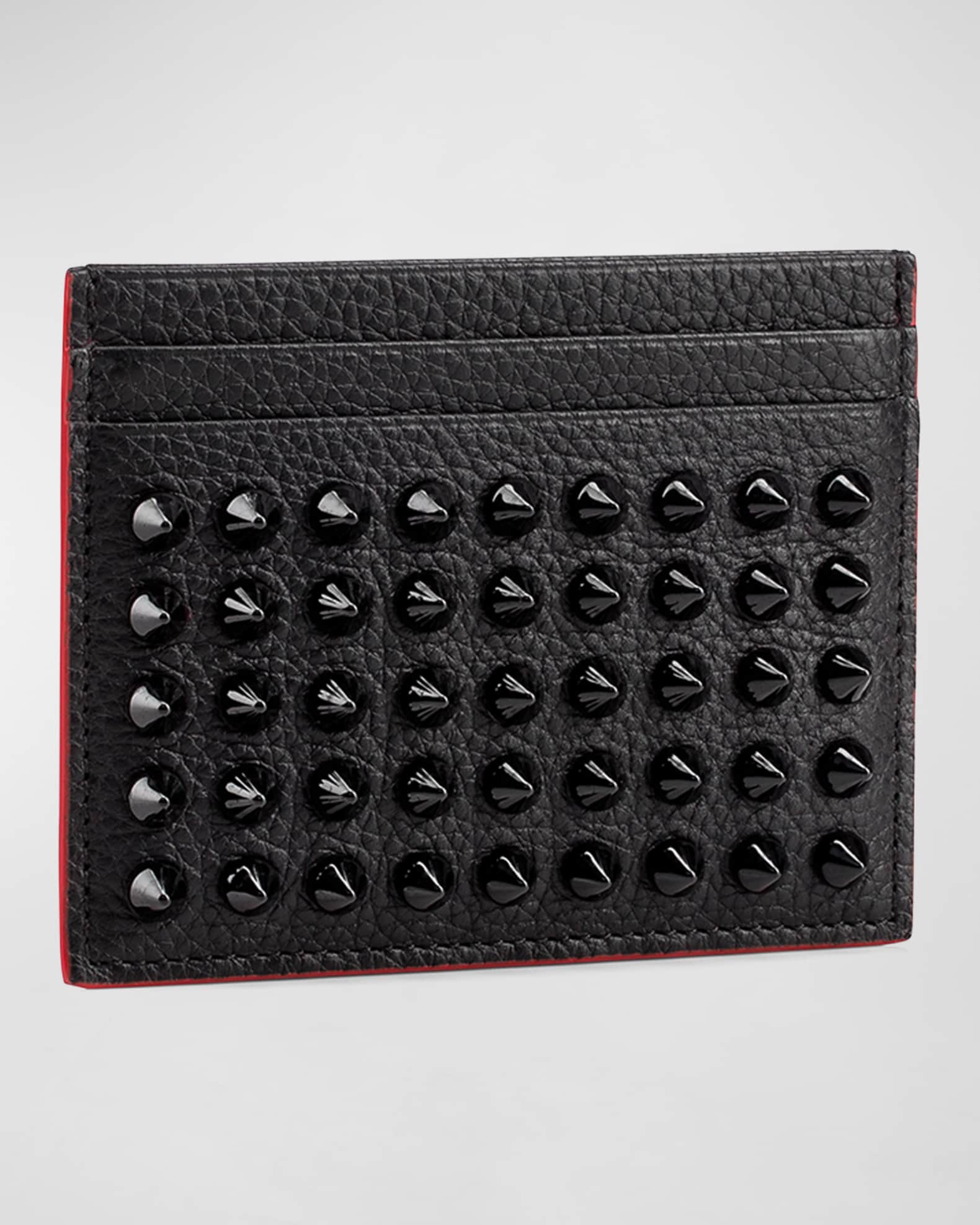 Christian Louboutin Men's Kios Spiked Leather Card Case | Neiman Marcus