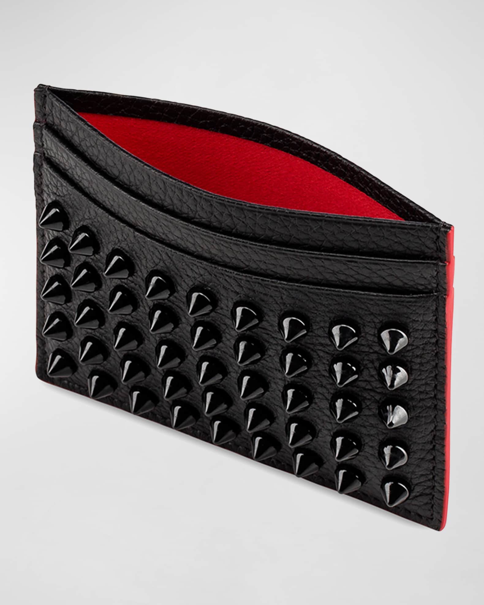 Christian Louboutin Men's Kios Spiked Leather Card Case | Neiman Marcus