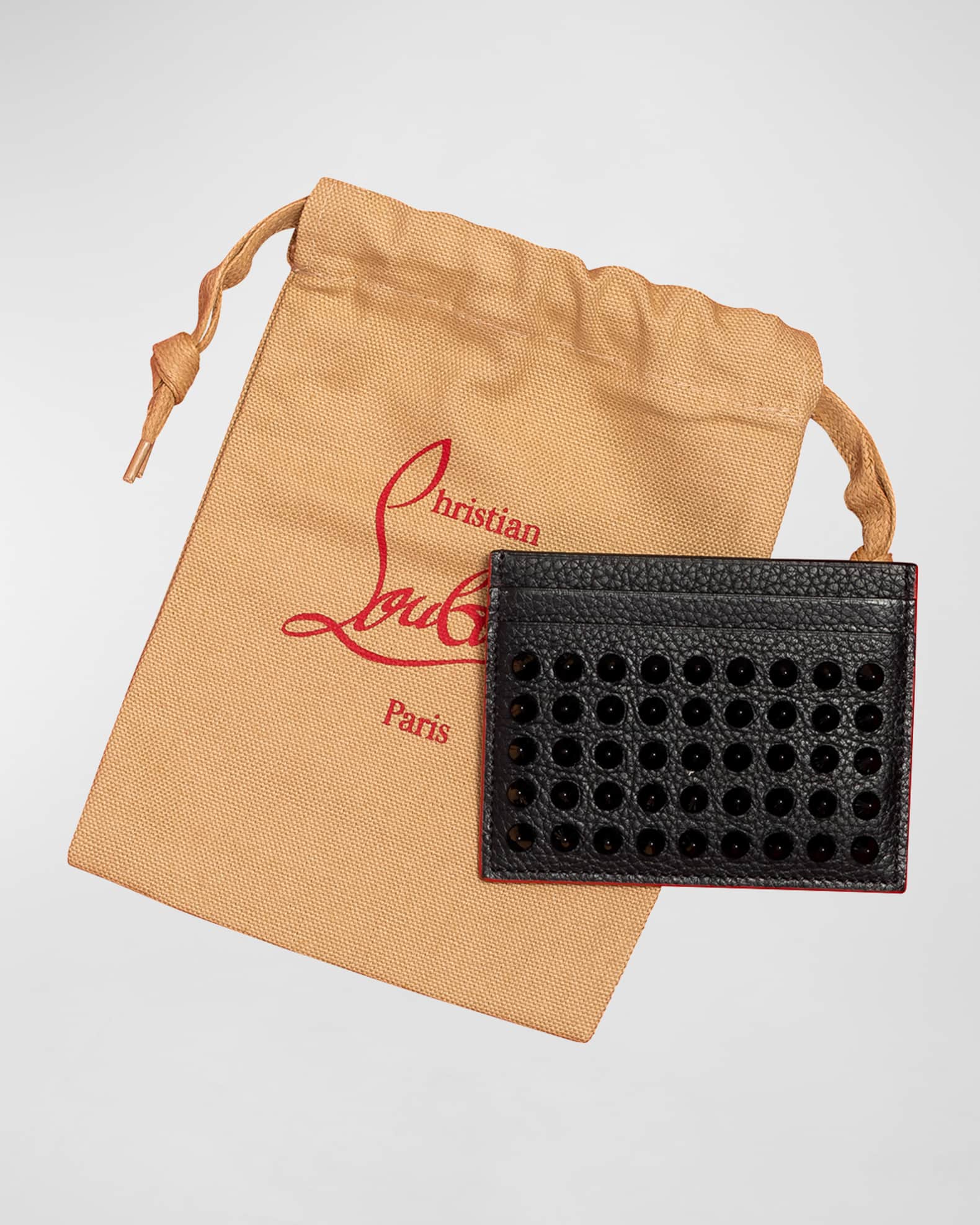 Christian Louboutin Men's Kios Spiked Leather Card Case | Neiman