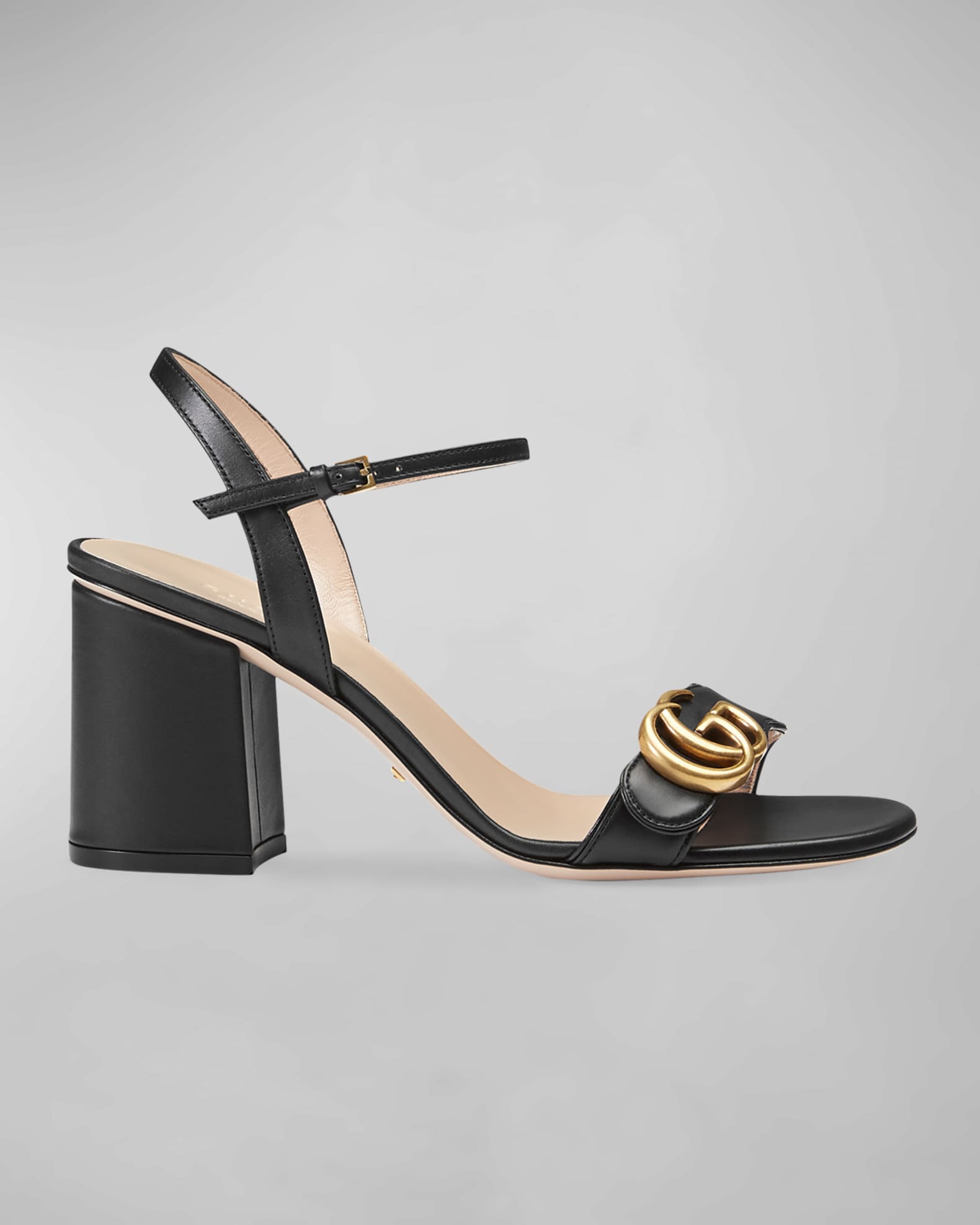 Gucci 75mm Marmont Metallic High-Heel Sandals