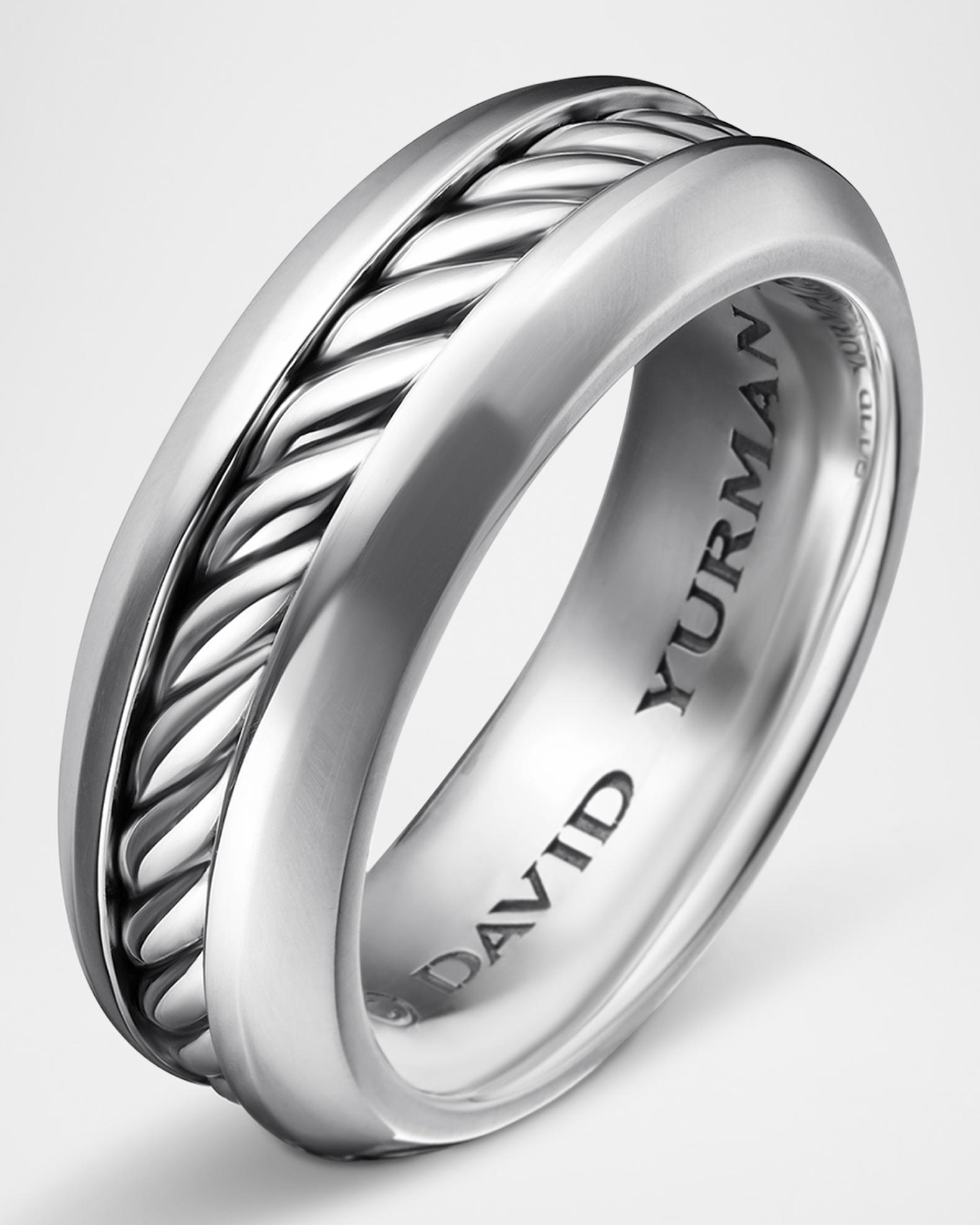 8mm Men's Cable Ring in Silver | Neiman Marcus