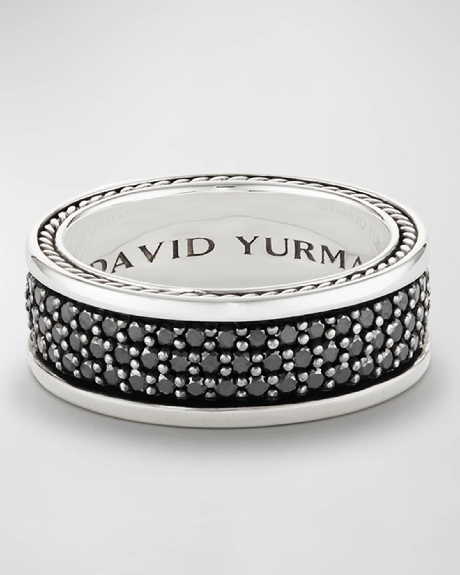 David Yurman Men's Streamline ThreeRow Band Ring with Black Diamonds