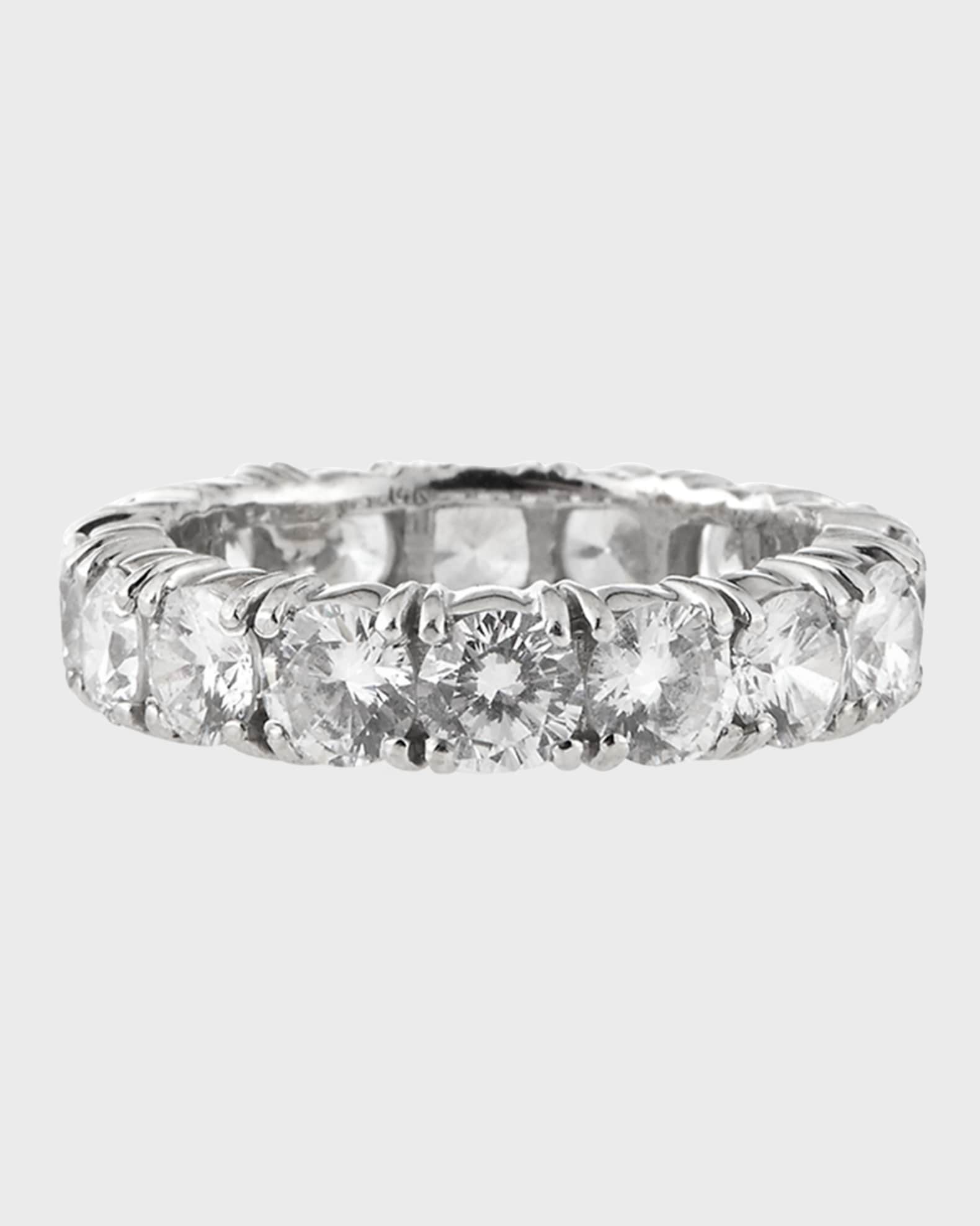 14k White Gold 4-Prong Round Eternity Band 0