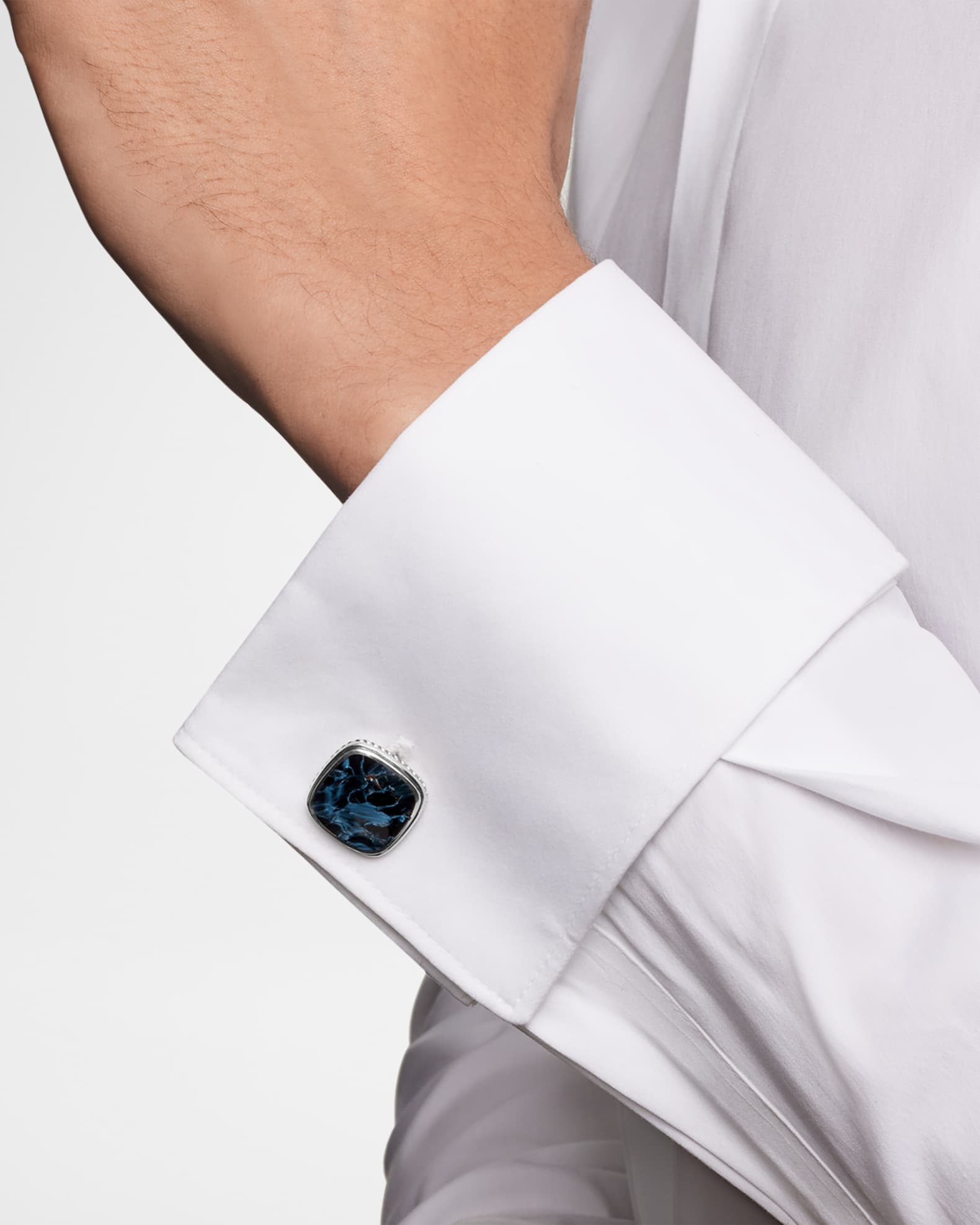 Men's Exotic Stone Cuff Links with Gemstones in Silver, 18mm 1