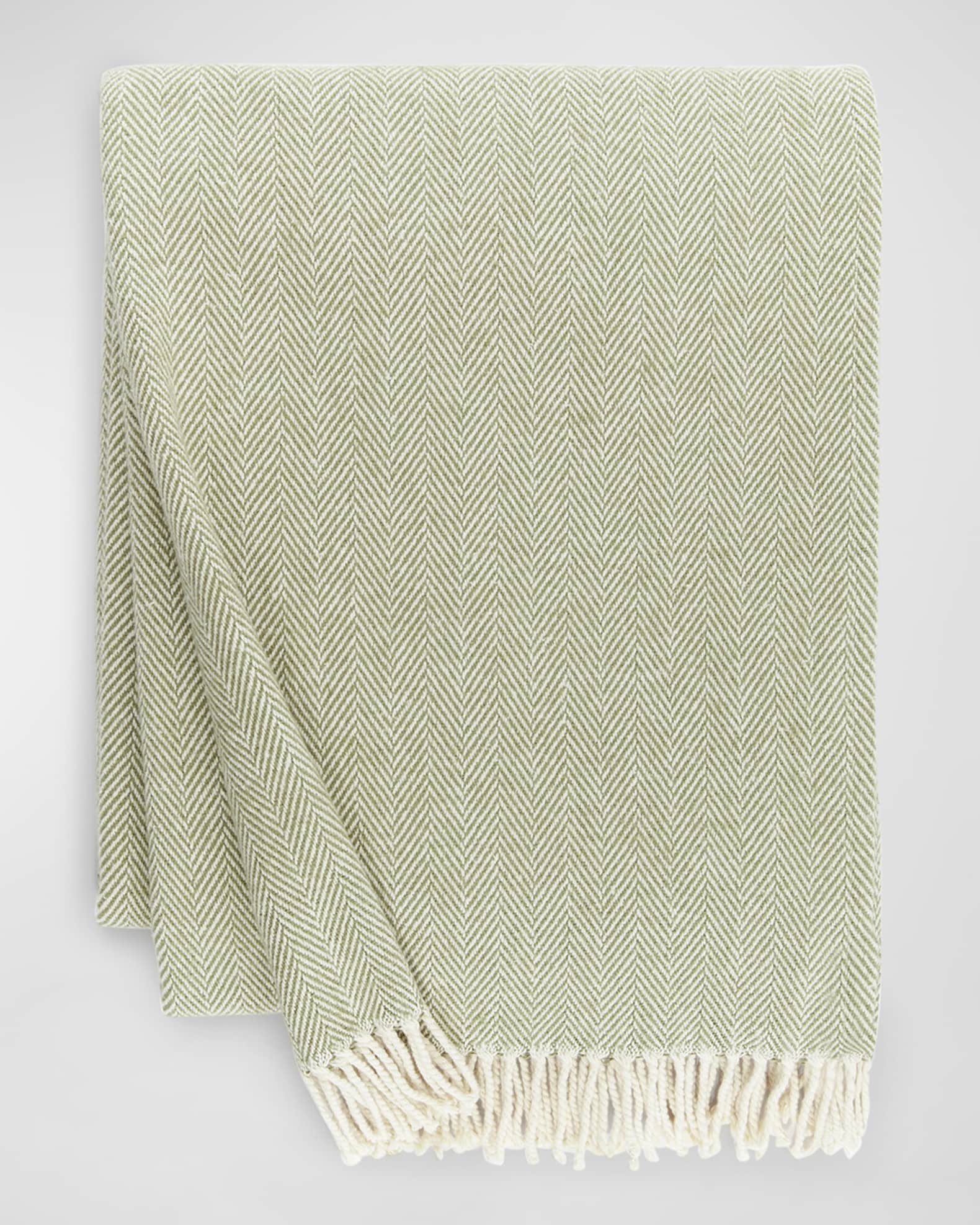 Brushed Cotton Herringbone-Weave Throw, 51" x 71" 1