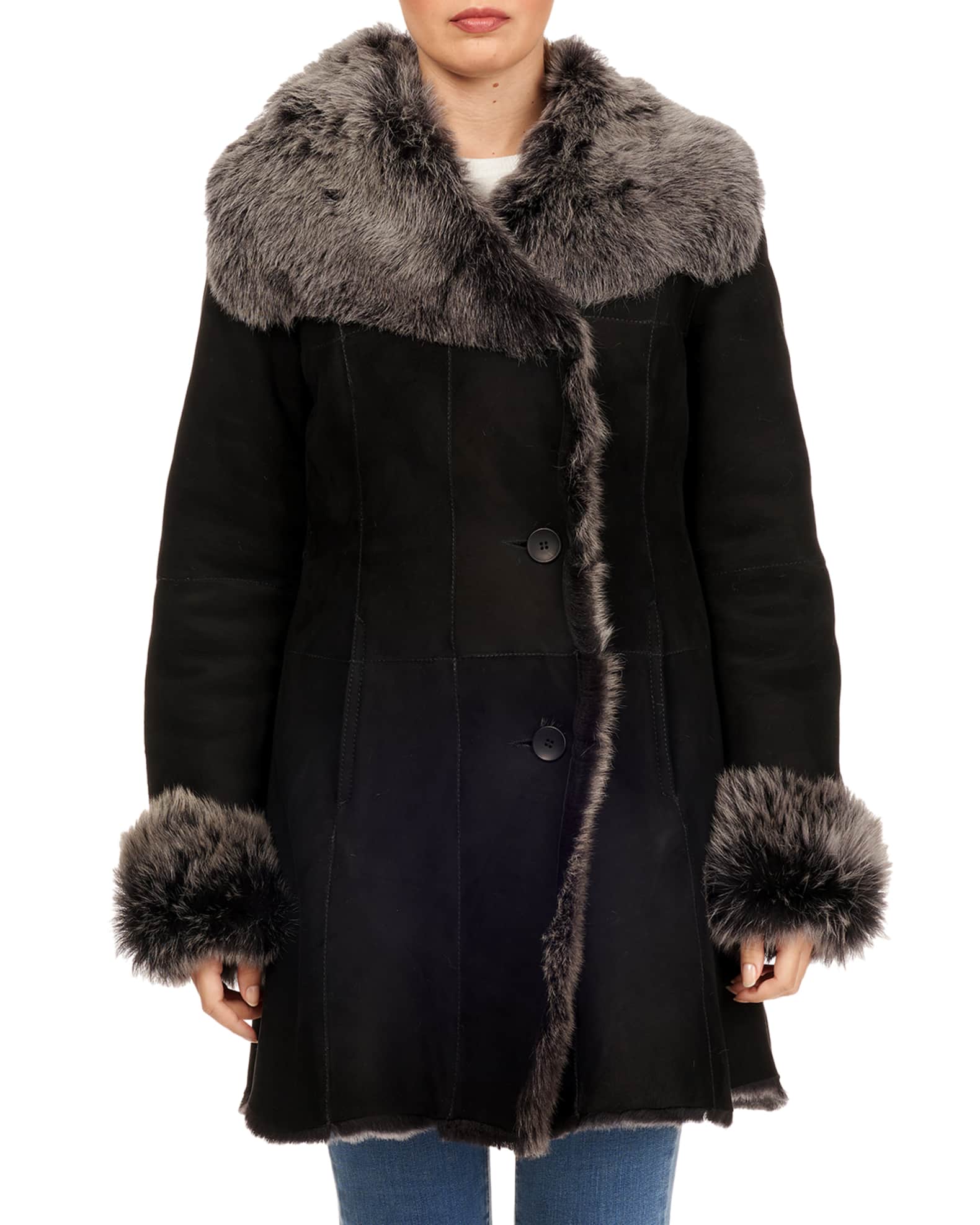 HiSO Shearling ButtonFront Coat Neiman Marcus